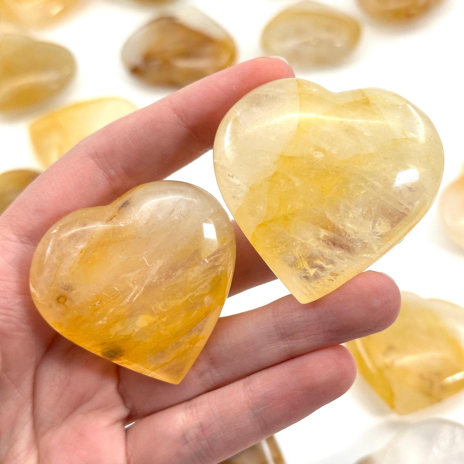 Golden Healed Quartz Heart | Polished Yellow Crystal (Crown Chakra)