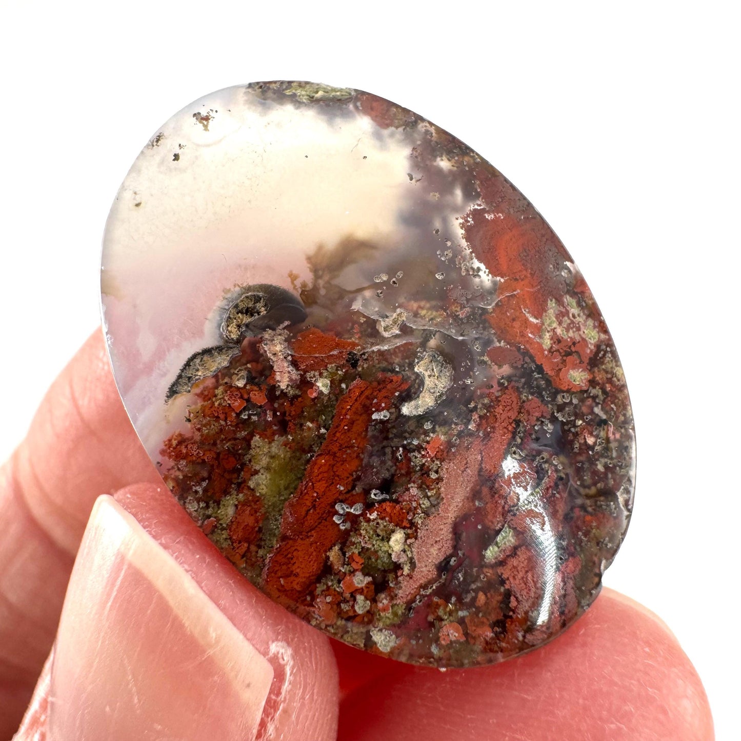 Plume Agate Cabochon | Landscape Picture Gemstone