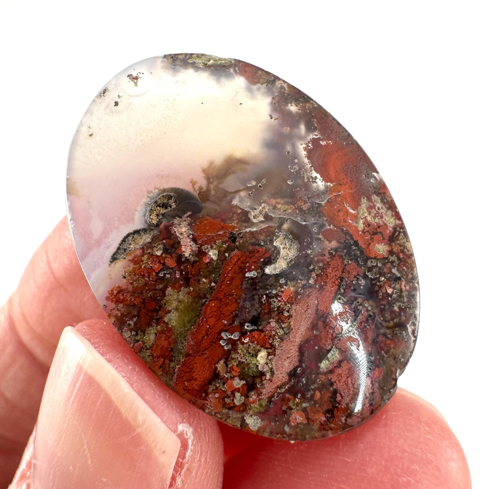 Plume Agate Cabochon | Landscape Picture Gemstone