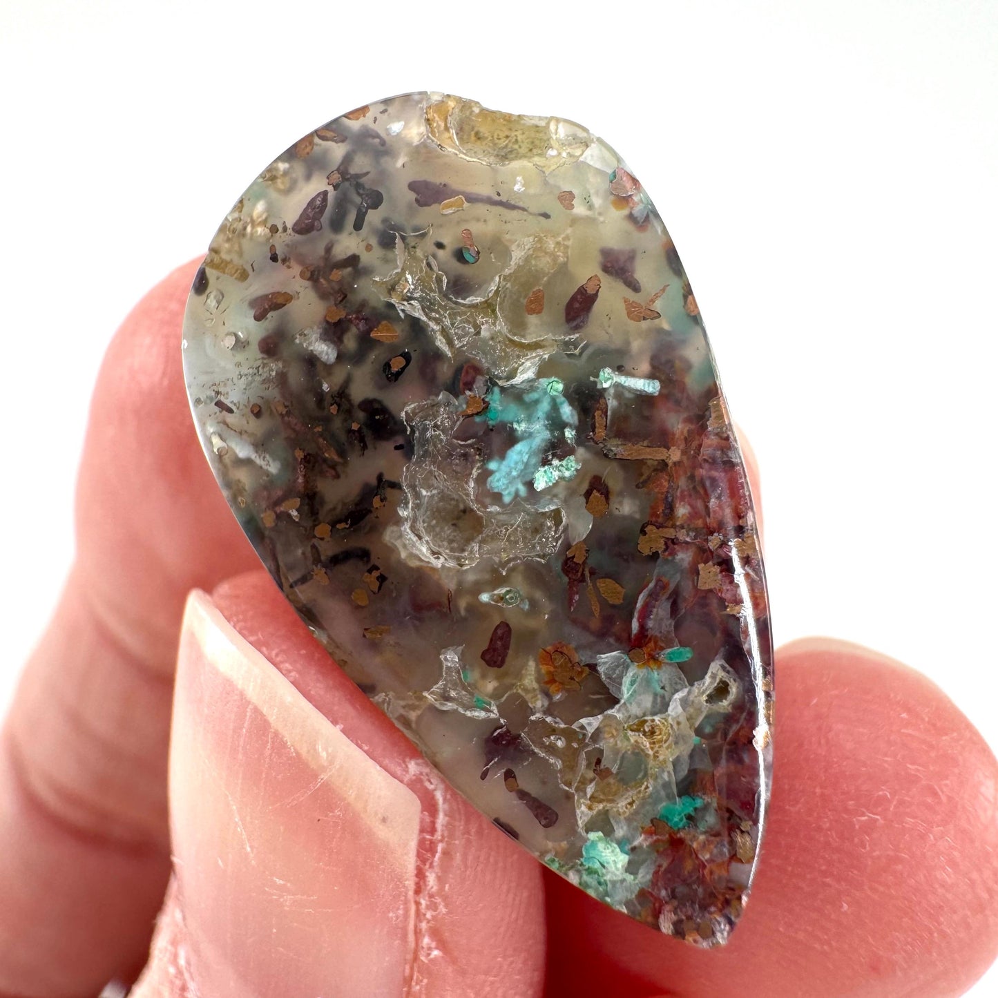 Confetti Agate Cabochon | Chrysocolla and Copper Gemstone