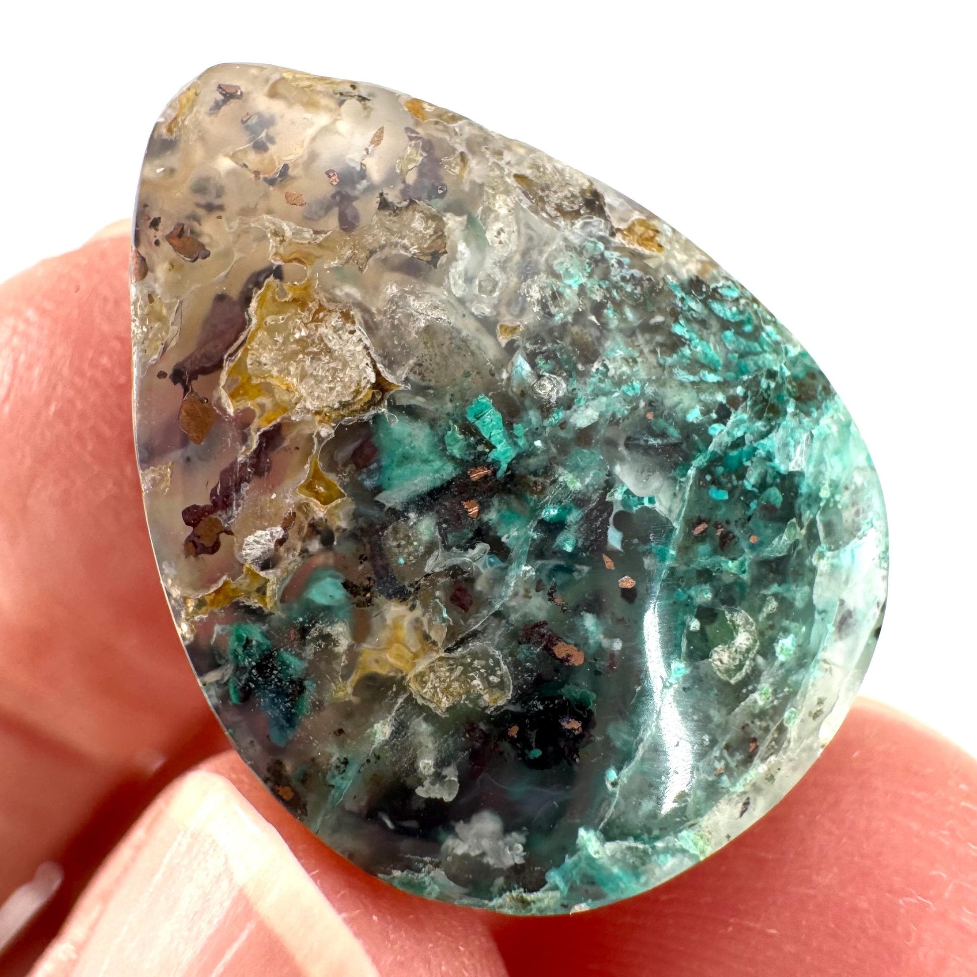 Confetti Agate Cabochon | Chrysocolla and Copper Gemstone