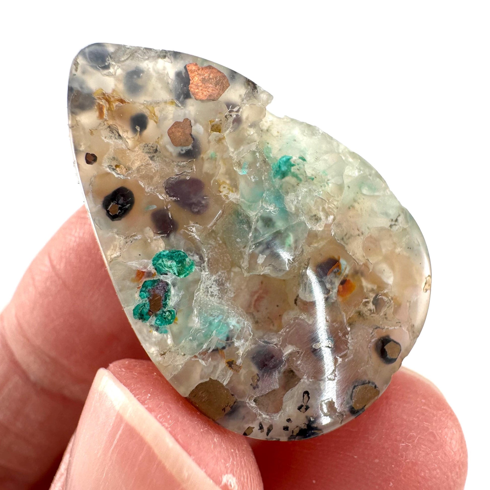 Confetti Agate Cabochon | Chrysocolla and Copper Gemstone