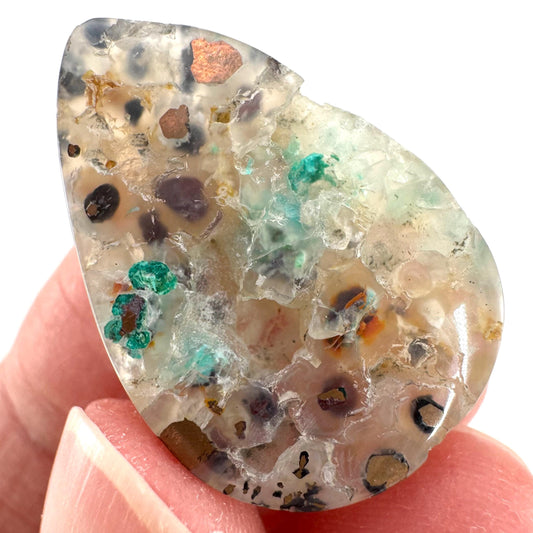 Confetti Agate Cabochon | Chrysocolla and Copper Gemstone