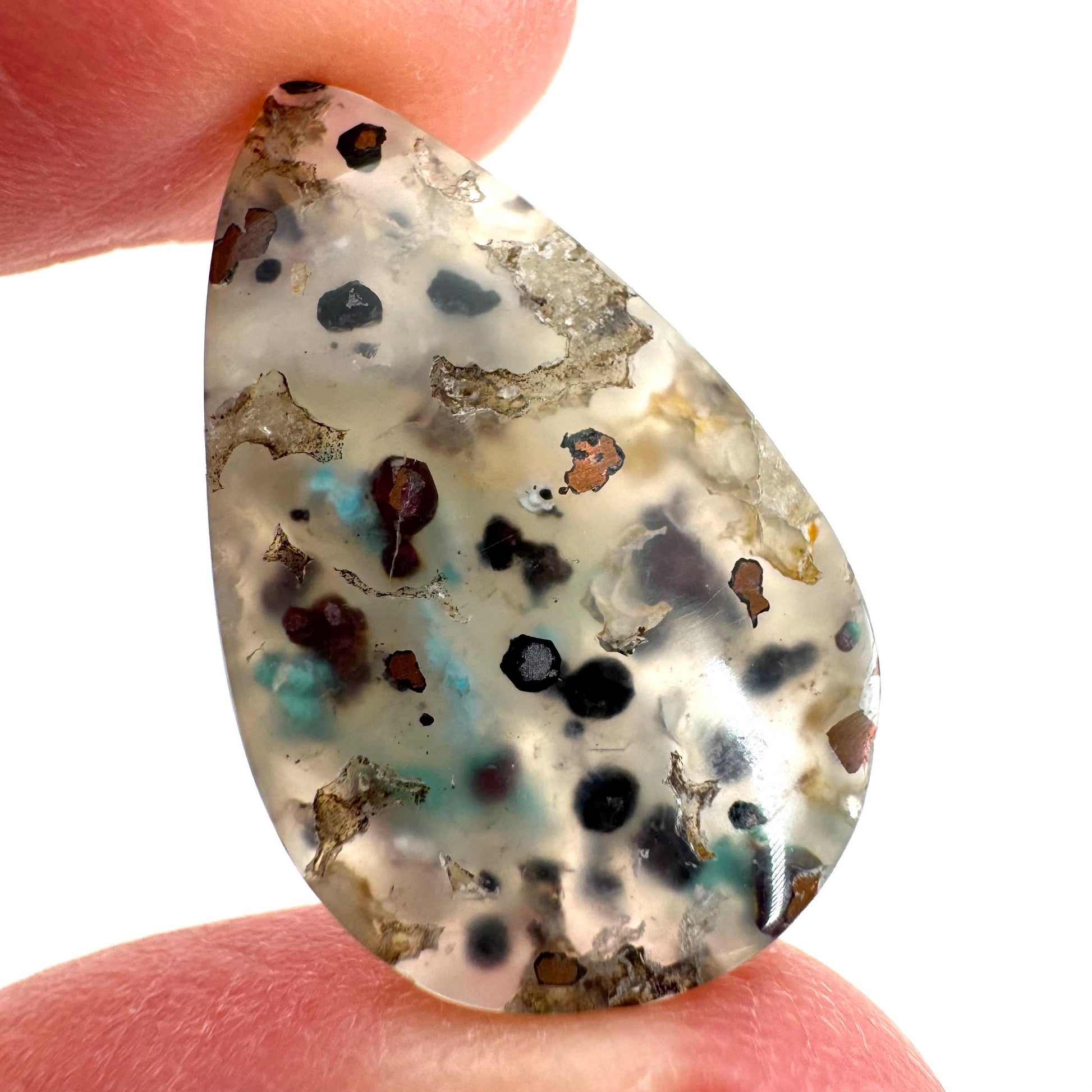 Confetti Agate Cabochon | Chrysocolla and Copper Gemstone