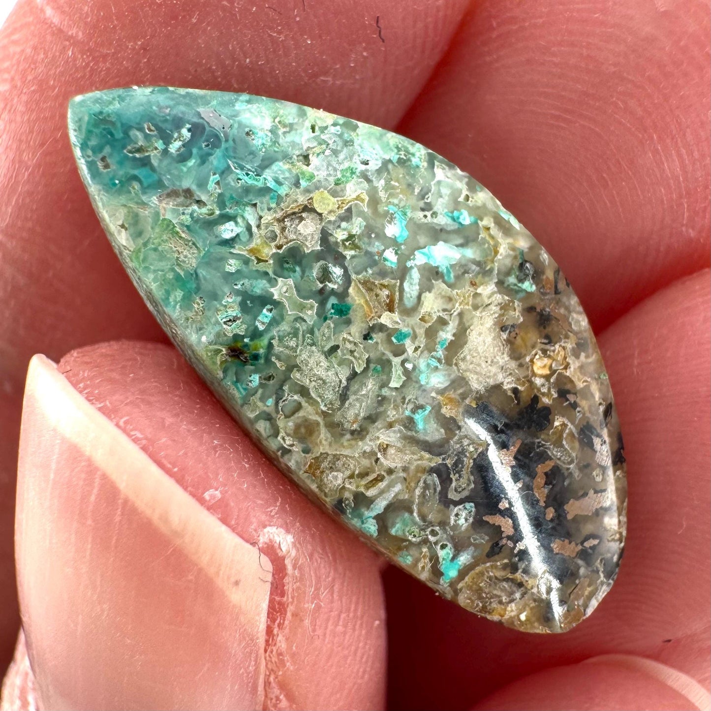 Confetti Agate Cabochon | Chrysocolla and Copper Gemstone
