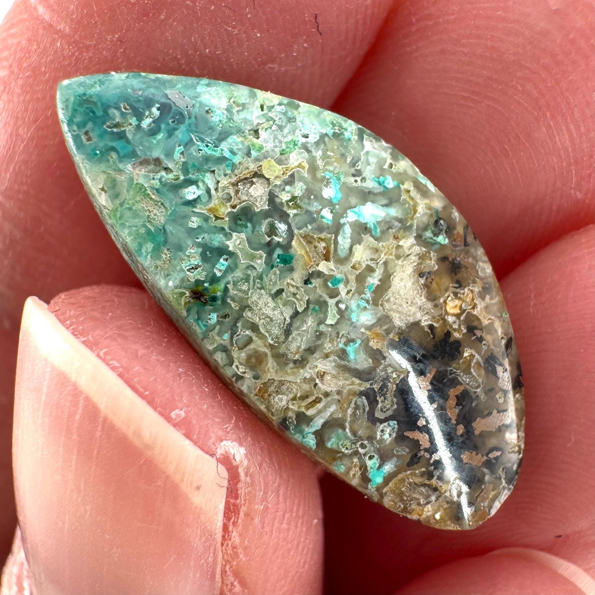 Confetti Agate Cabochon | Chrysocolla and Copper Gemstone