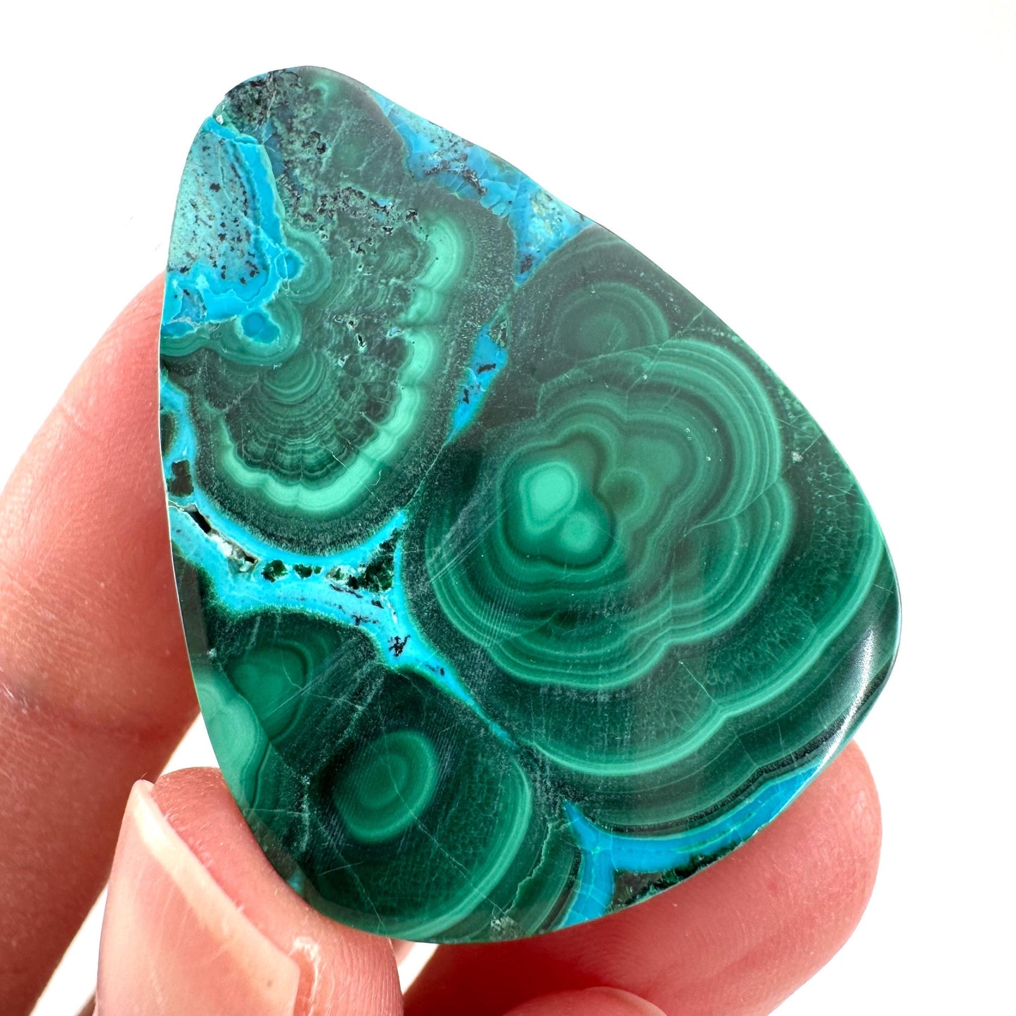 Malachite Chrysocolla Cabochon | Green and Blue Malacolla Gemstone