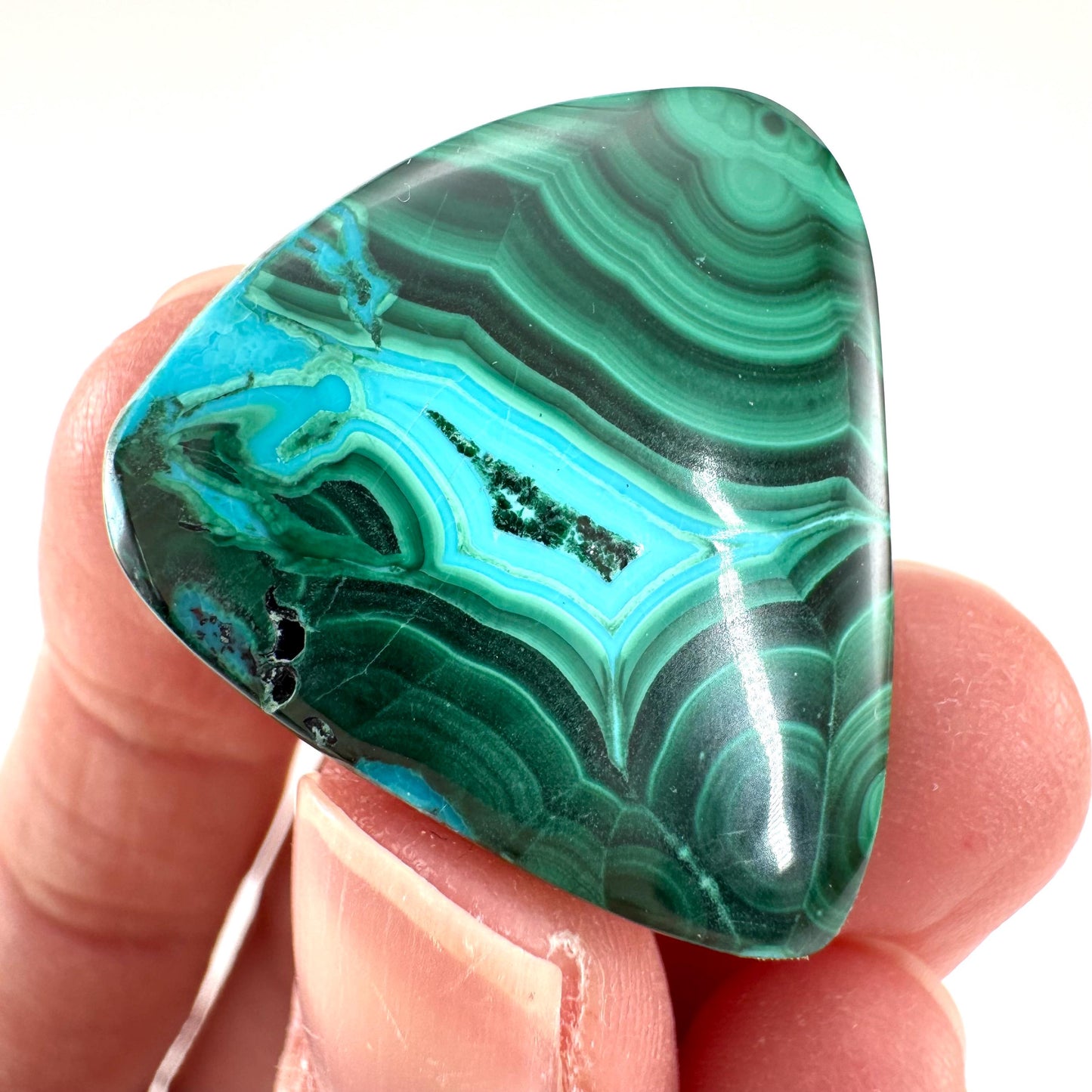 Malachite Chrysocolla Cabochon | Green and Blue Malacolla Gemstone