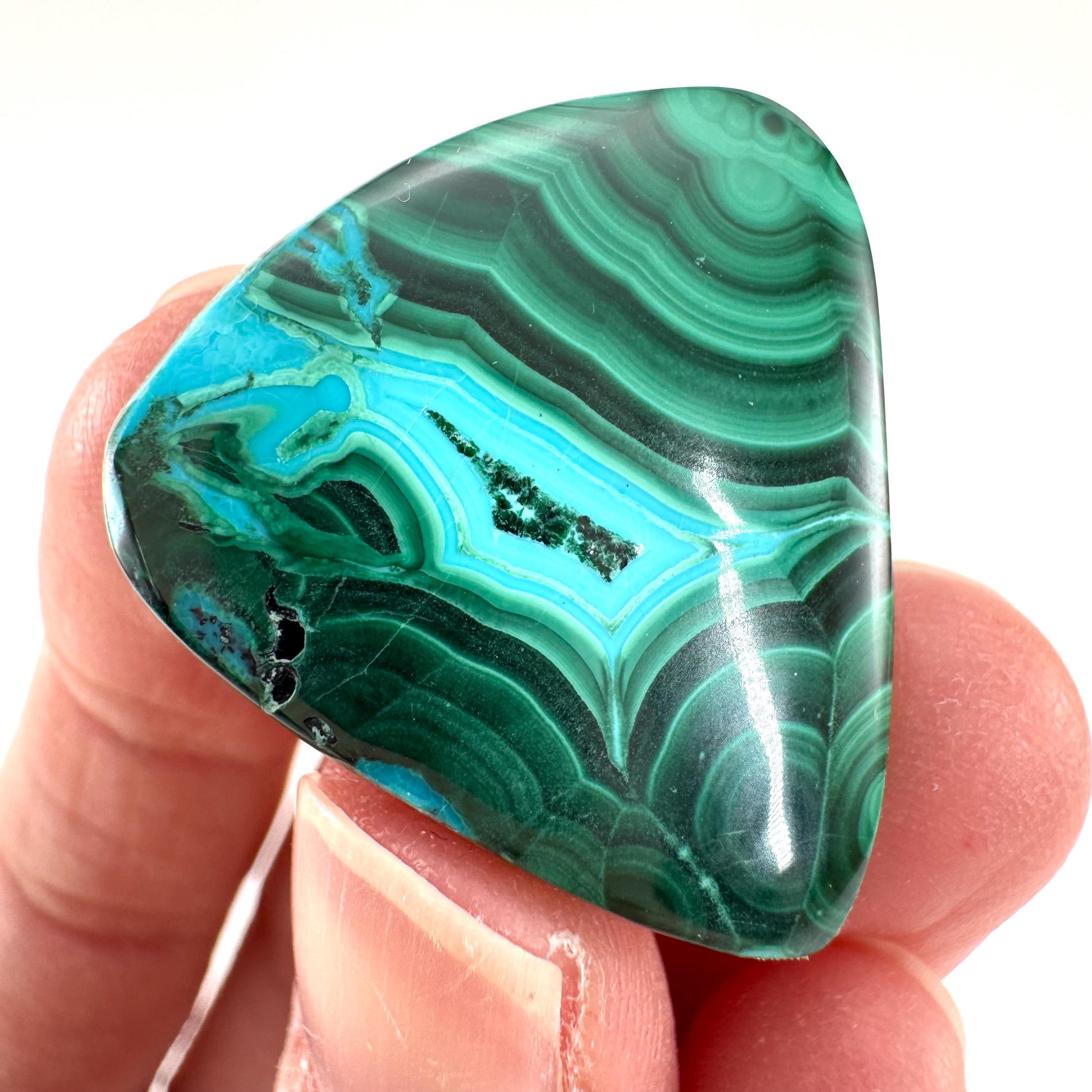Malachite Chrysocolla Cabochon | Green and Blue Malacolla Gemstone