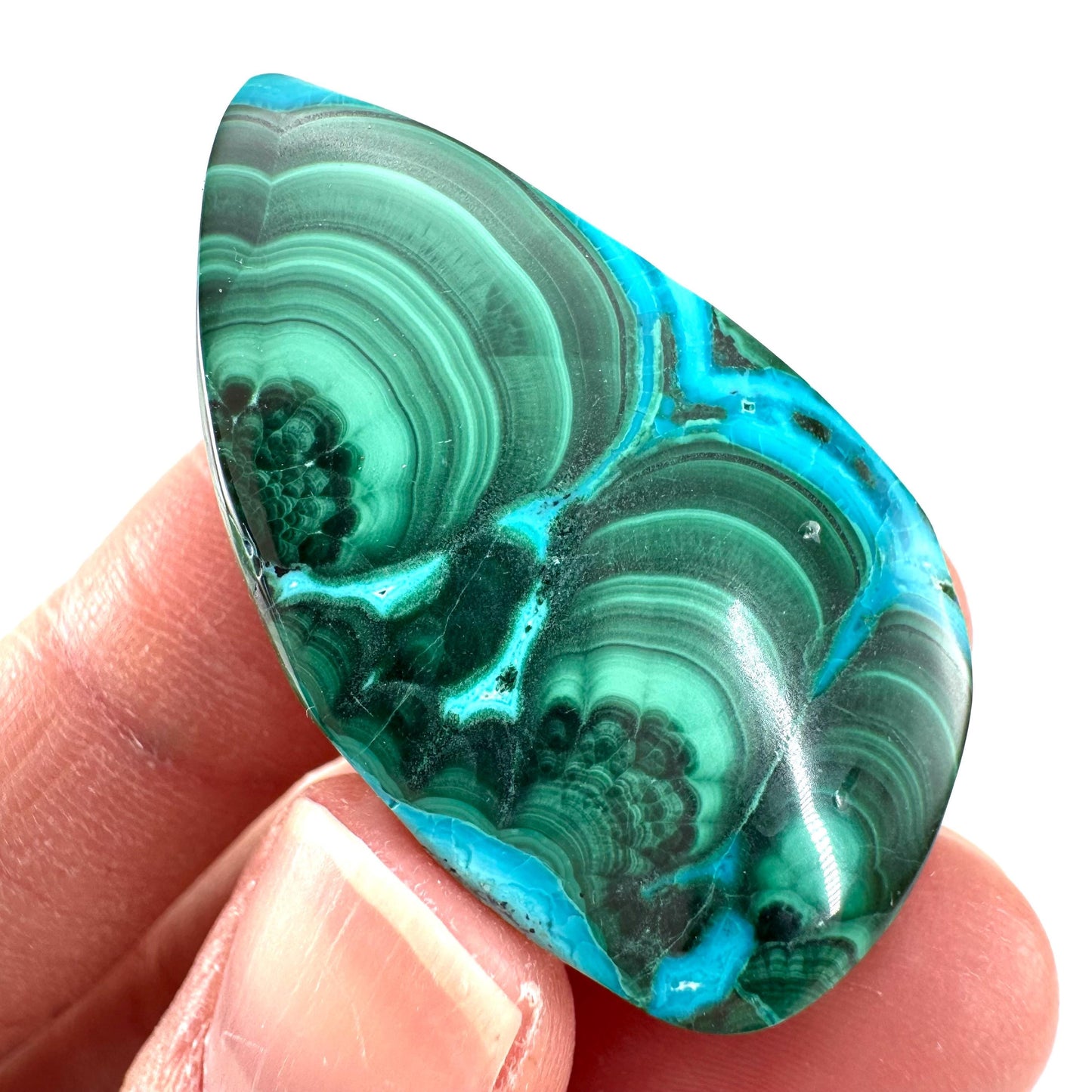 Malachite Chrysocolla Cabochon | Green and Blue Malacolla Gemstone