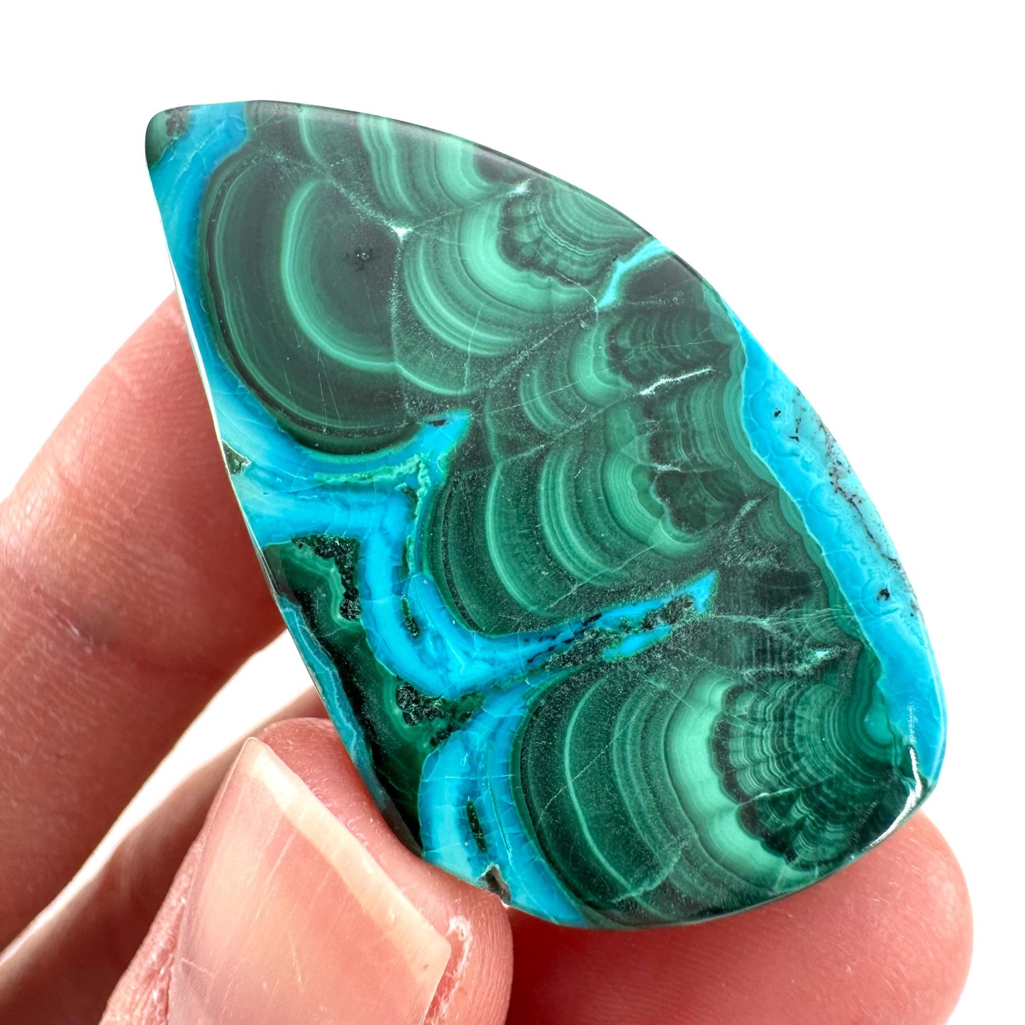 Malachite Chrysocolla Cabochon | Green and Blue Malacolla Gemstone