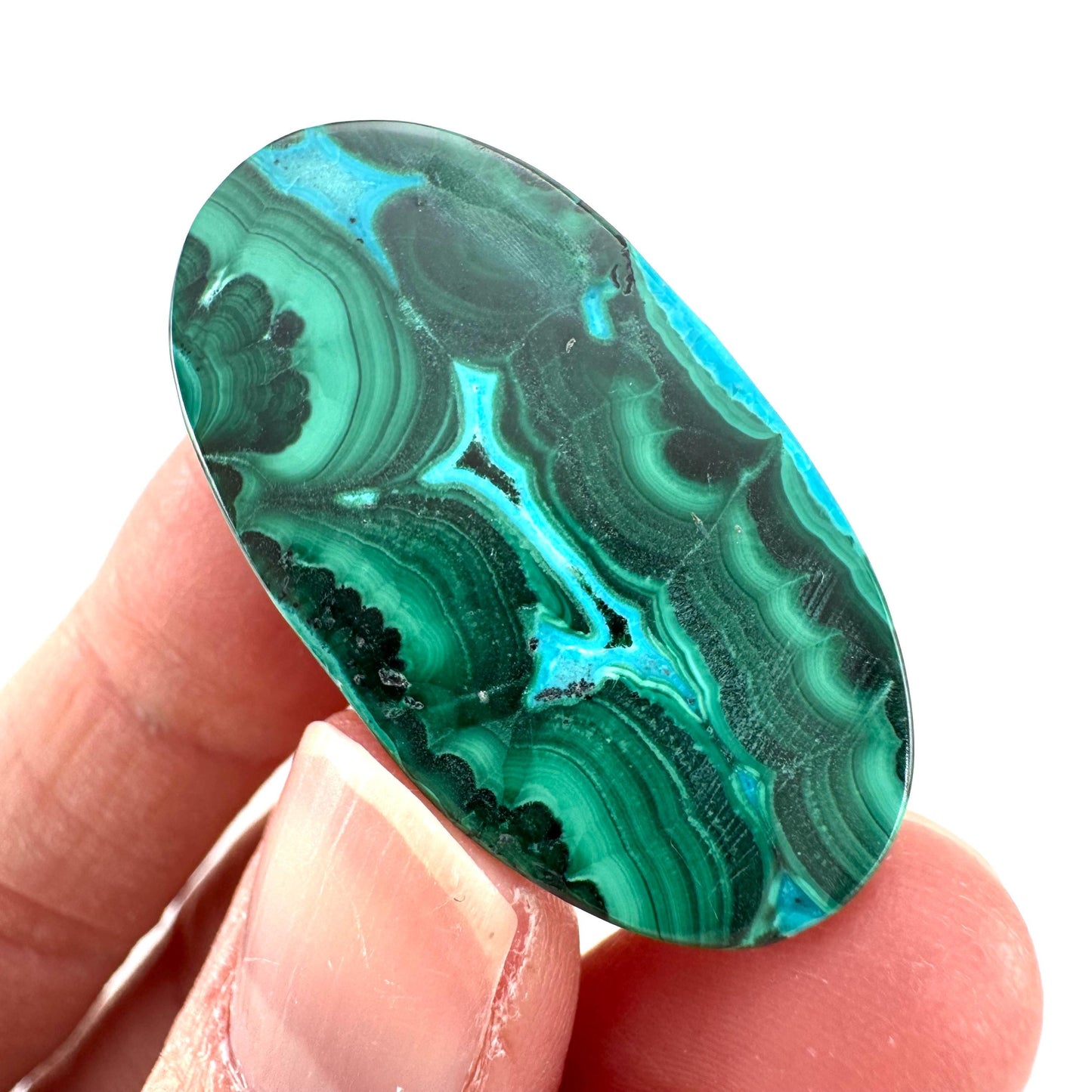 Malachite Chrysocolla Cabochon | Green and Blue Malacolla Gemstone