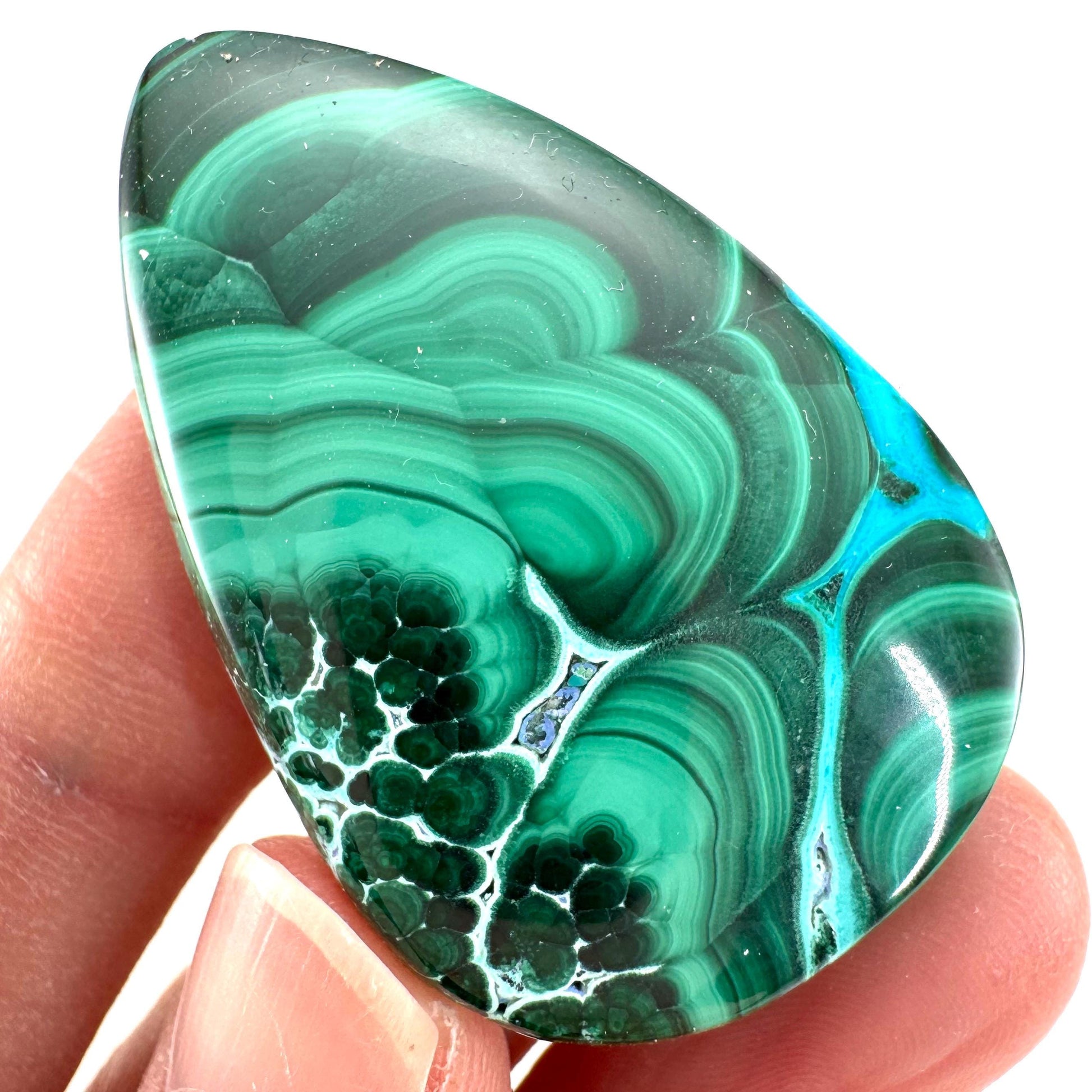 Malachite Chrysocolla Cabochon | Green and Blue Malacolla Gemstone