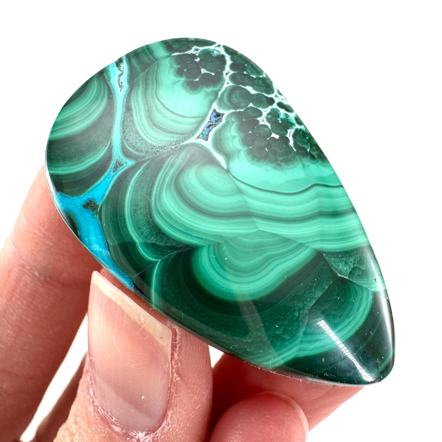 Malachite Chrysocolla Cabochon | Green and Blue Malacolla Gemstone