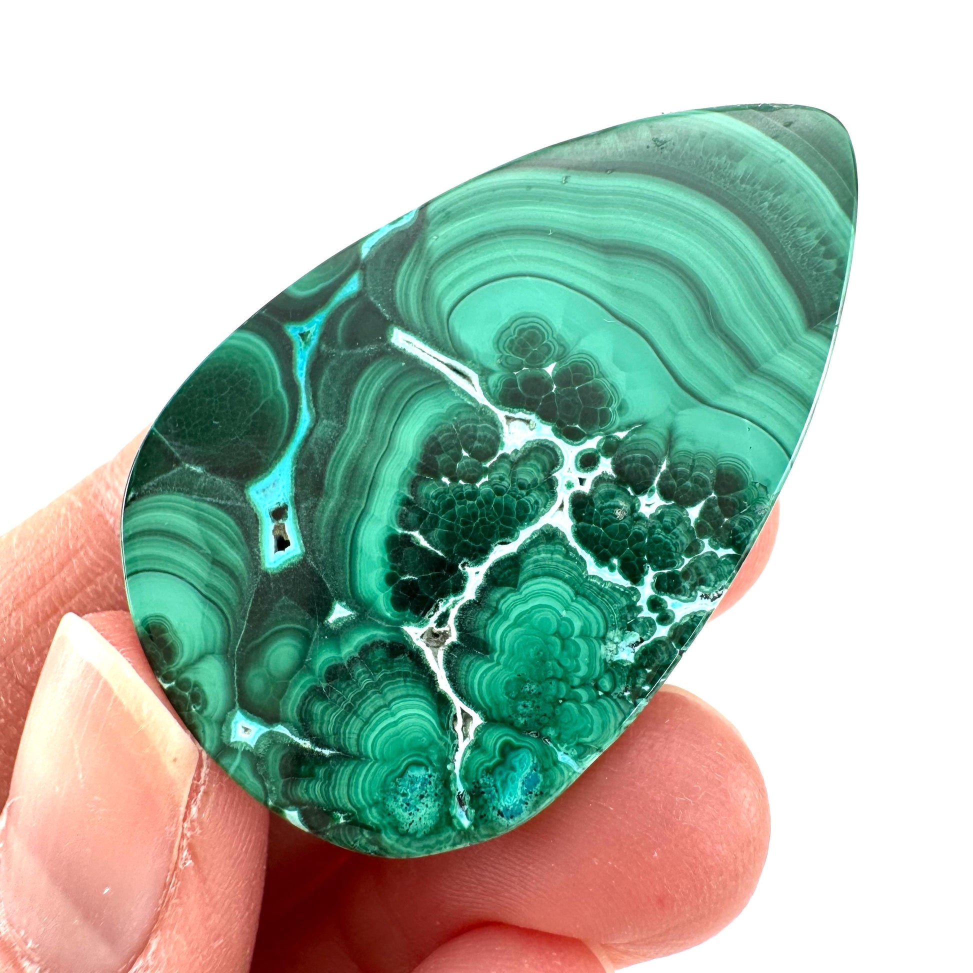 Malachite Chrysocolla Cabochon | Green and Blue Malacolla Gemstone