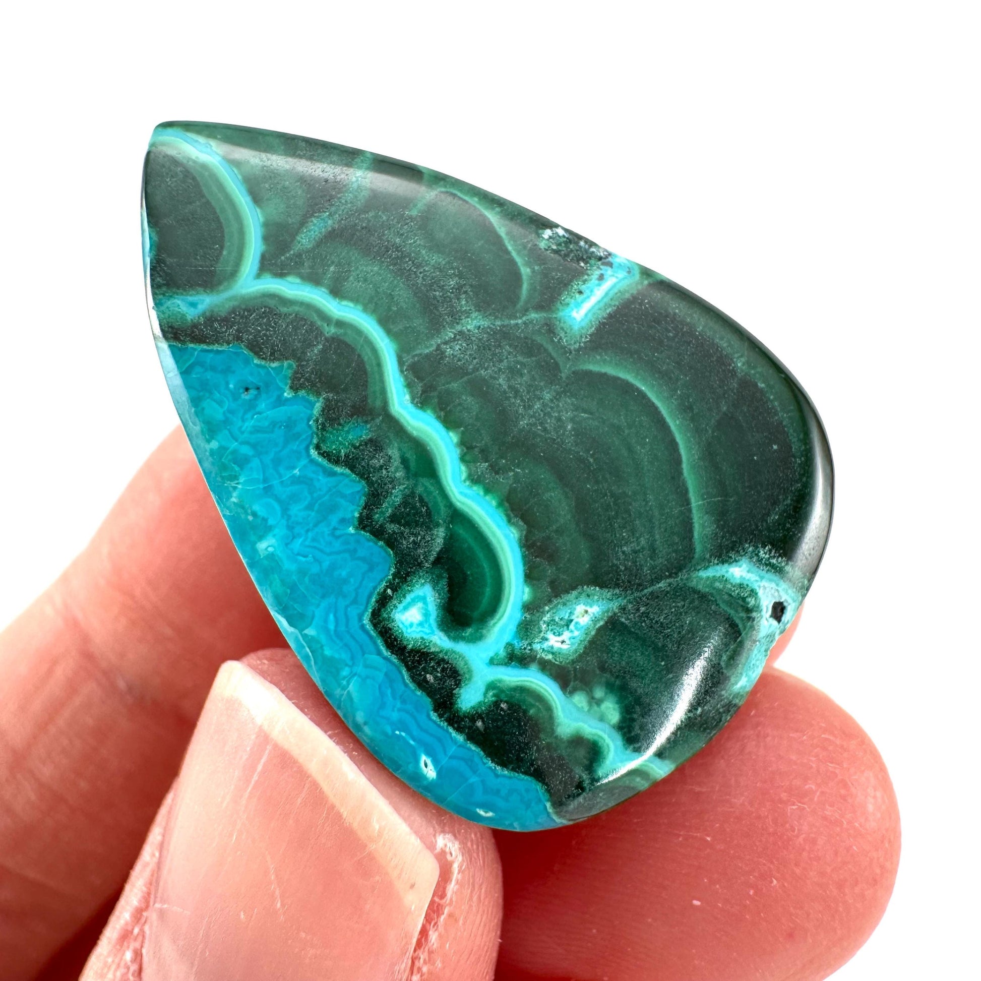 Malachite Chrysocolla Cabochon | Green and Blue Malacolla Gemstone