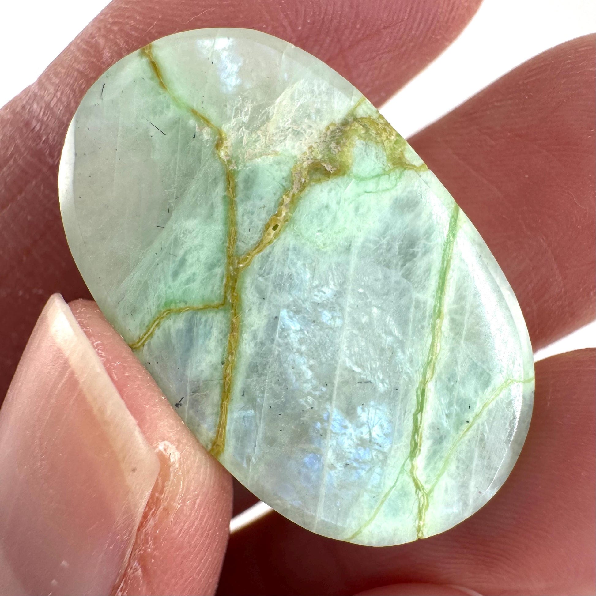 Flashy Garnierite Cabochon | Green Moonstone Gemstone