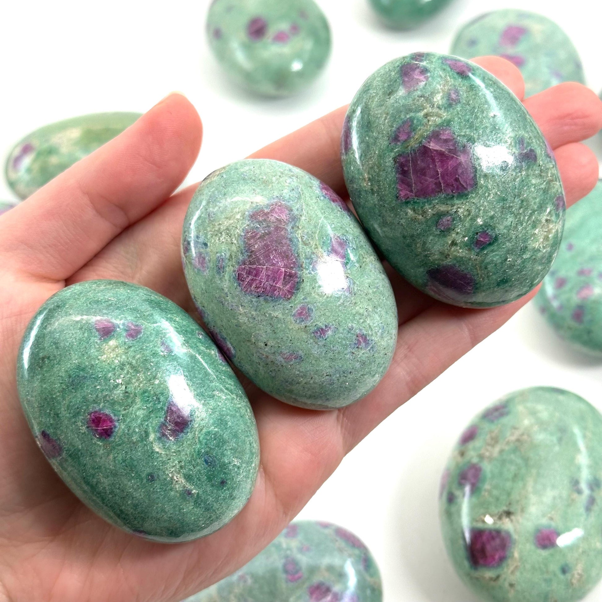 Ruby in Fuchsite Palm Stone | Polished Green and Pink Crystal (Heart & Root Chakra)