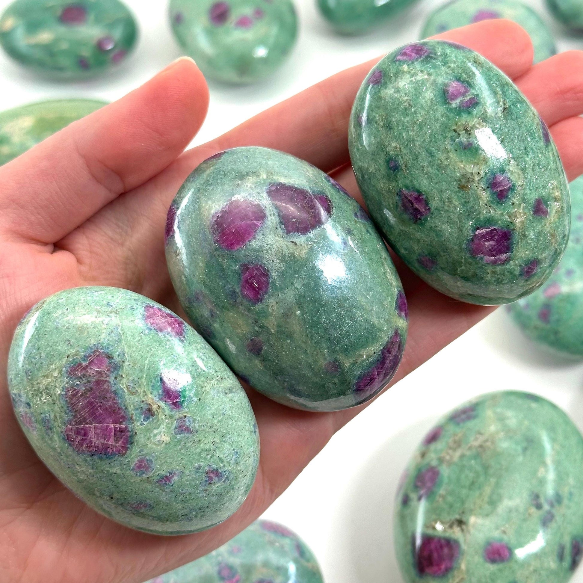 Ruby in Fuchsite Palm Stone | Polished Green and Pink Crystal (Heart & Root Chakra)