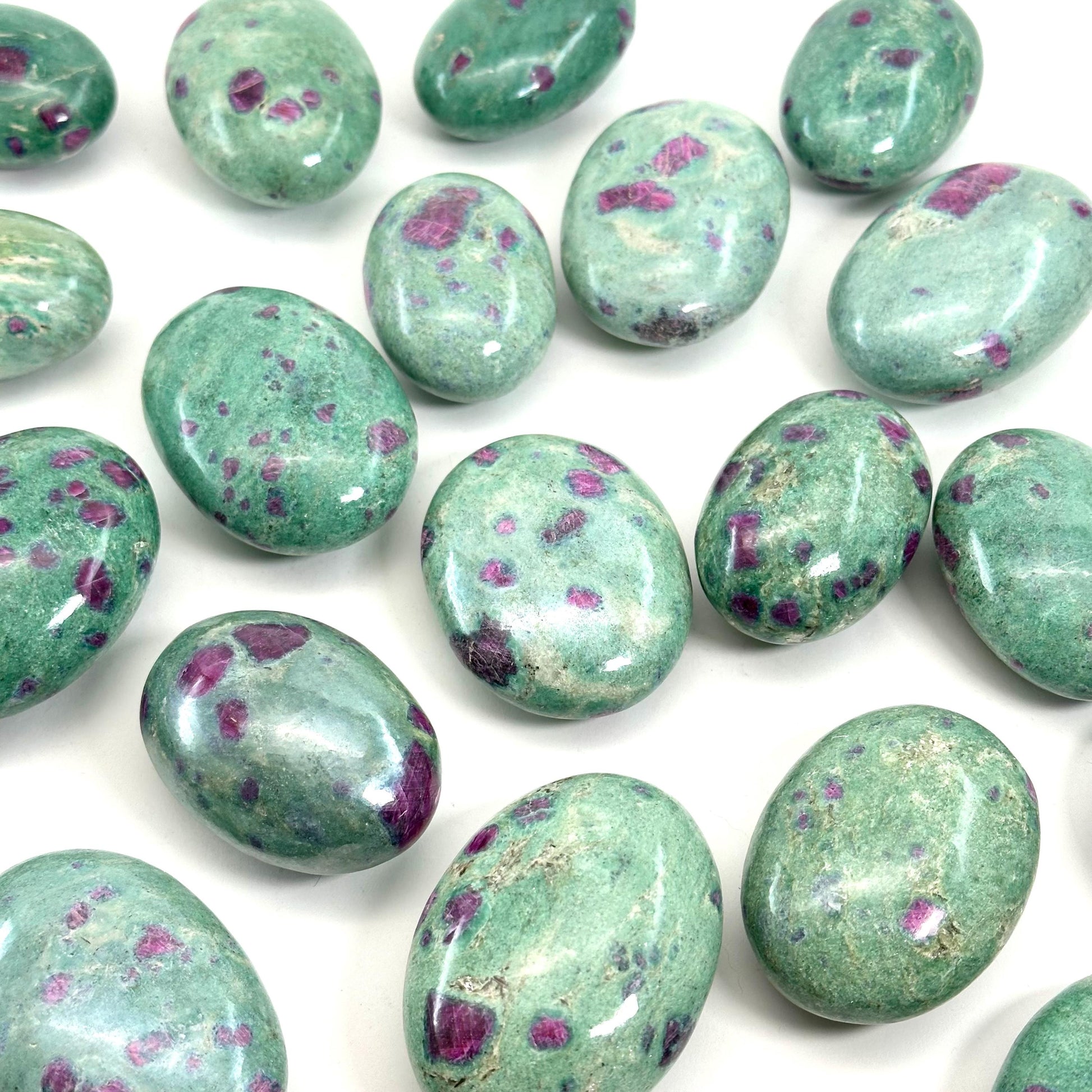 Ruby in Fuchsite Palm Stone | Polished Green and Pink Crystal (Heart & Root Chakra)