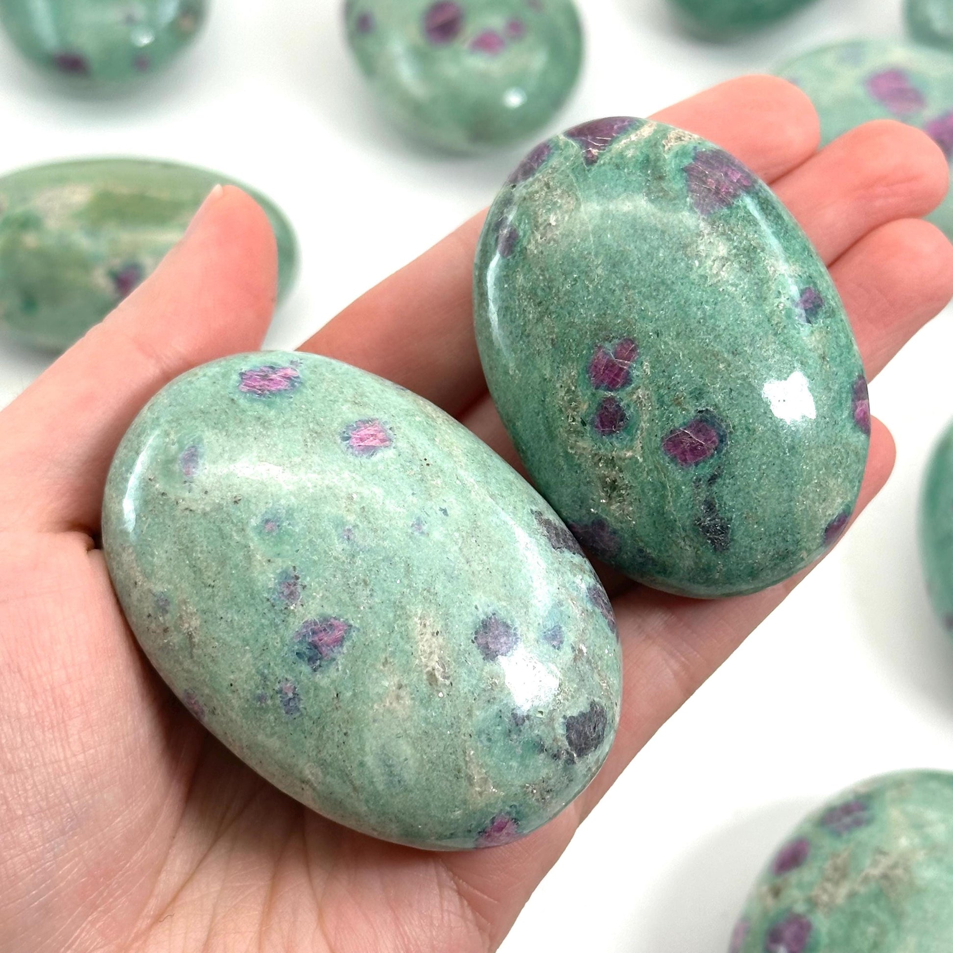 Ruby in Fuchsite Palm Stone | Polished Green and Pink Crystal (Heart & Root Chakra)