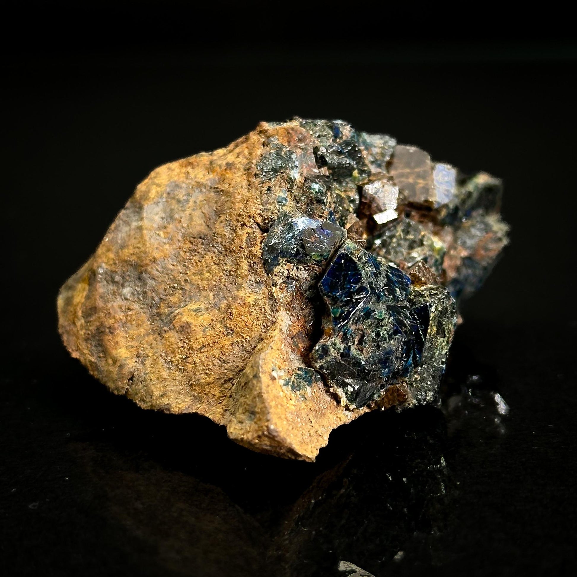Lazulite with Siderite | blue crystal, rare mineral specimen from Canada