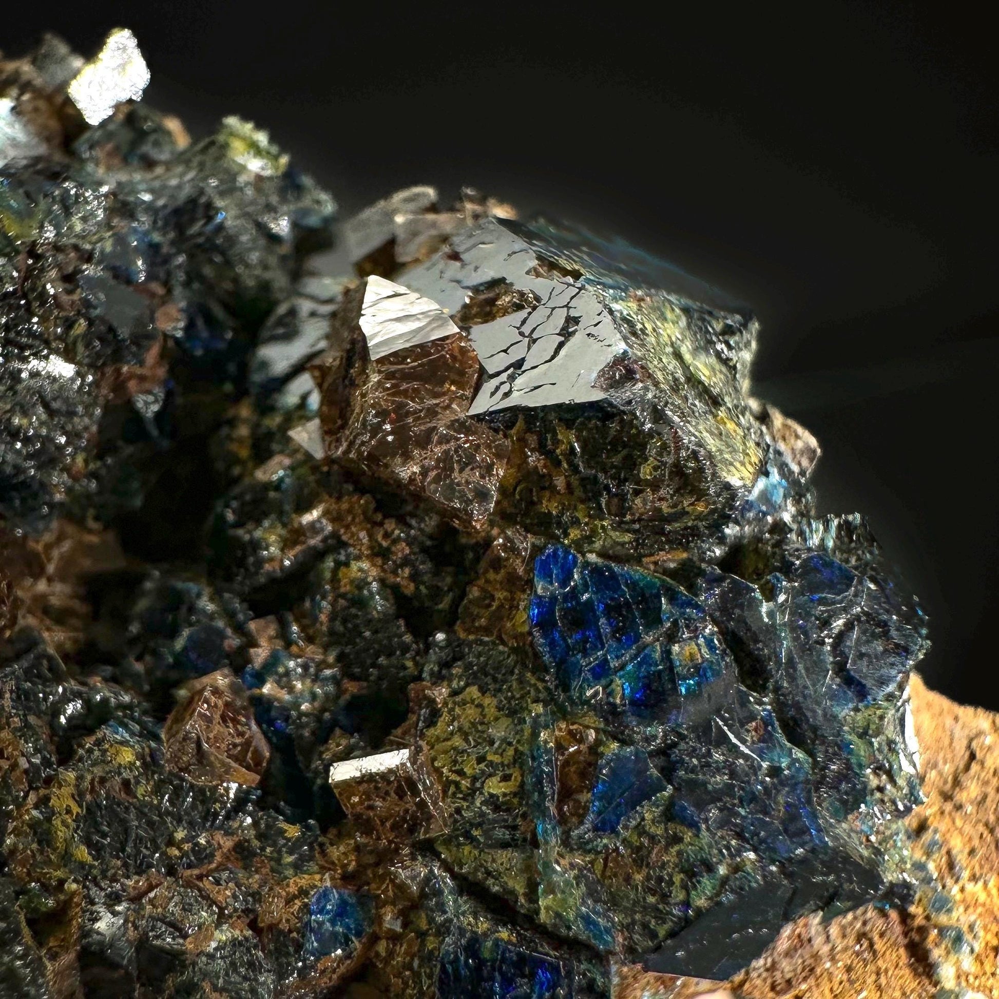 Lazulite with Siderite | blue crystal, rare mineral specimen from Canada