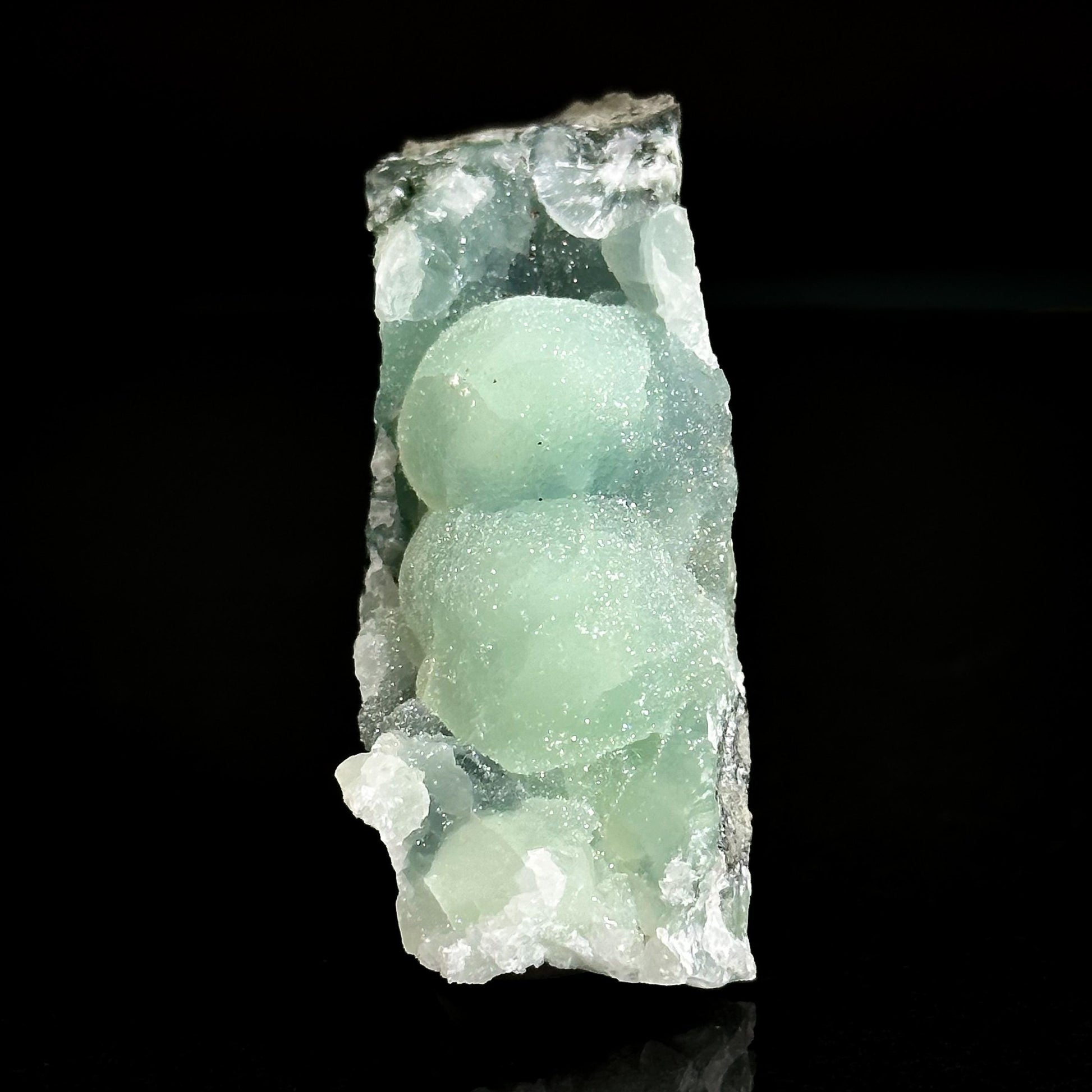 Prehnite w/ Apophyllite (Conneticut, USA) | Green Crystal, Rare Mineral Specimen