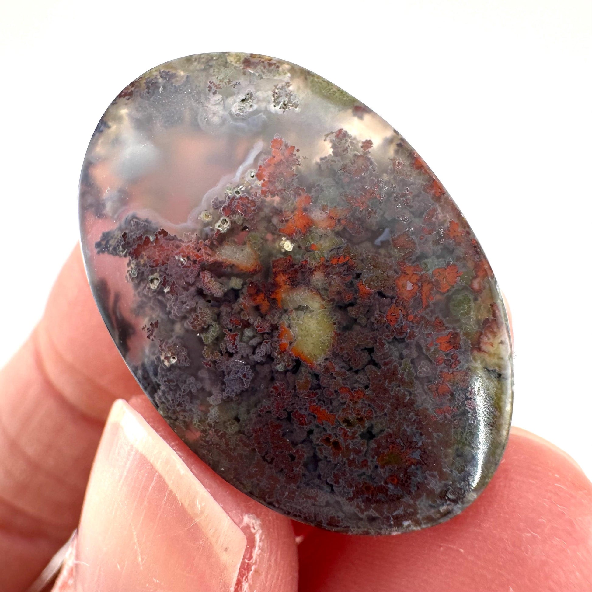 Plume Agate Cabochon | Landscape Picture Gemstone