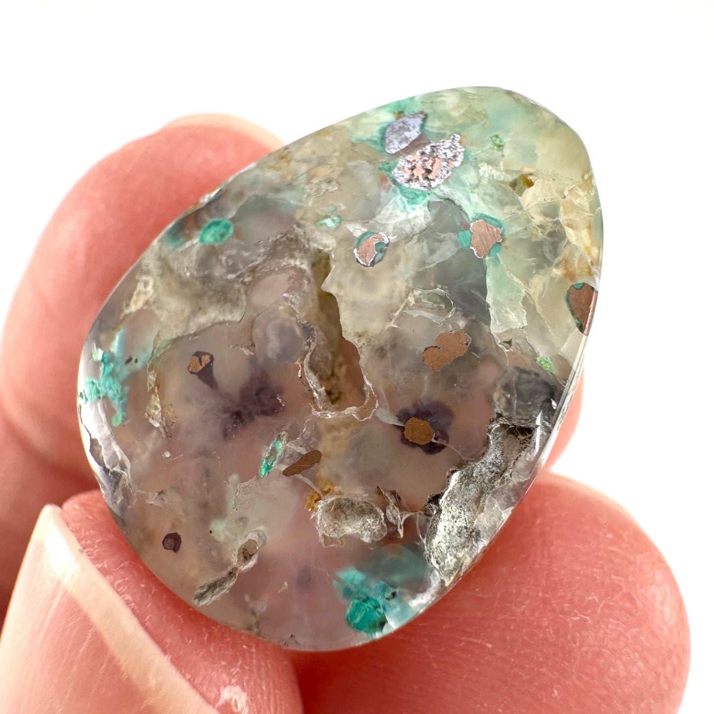 Confetti Agate Cabochon | Chrysocolla and Copper Gemstone