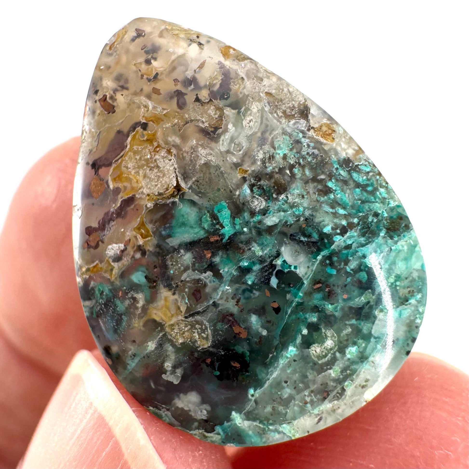 Confetti Agate Cabochon | Chrysocolla and Copper Gemstone