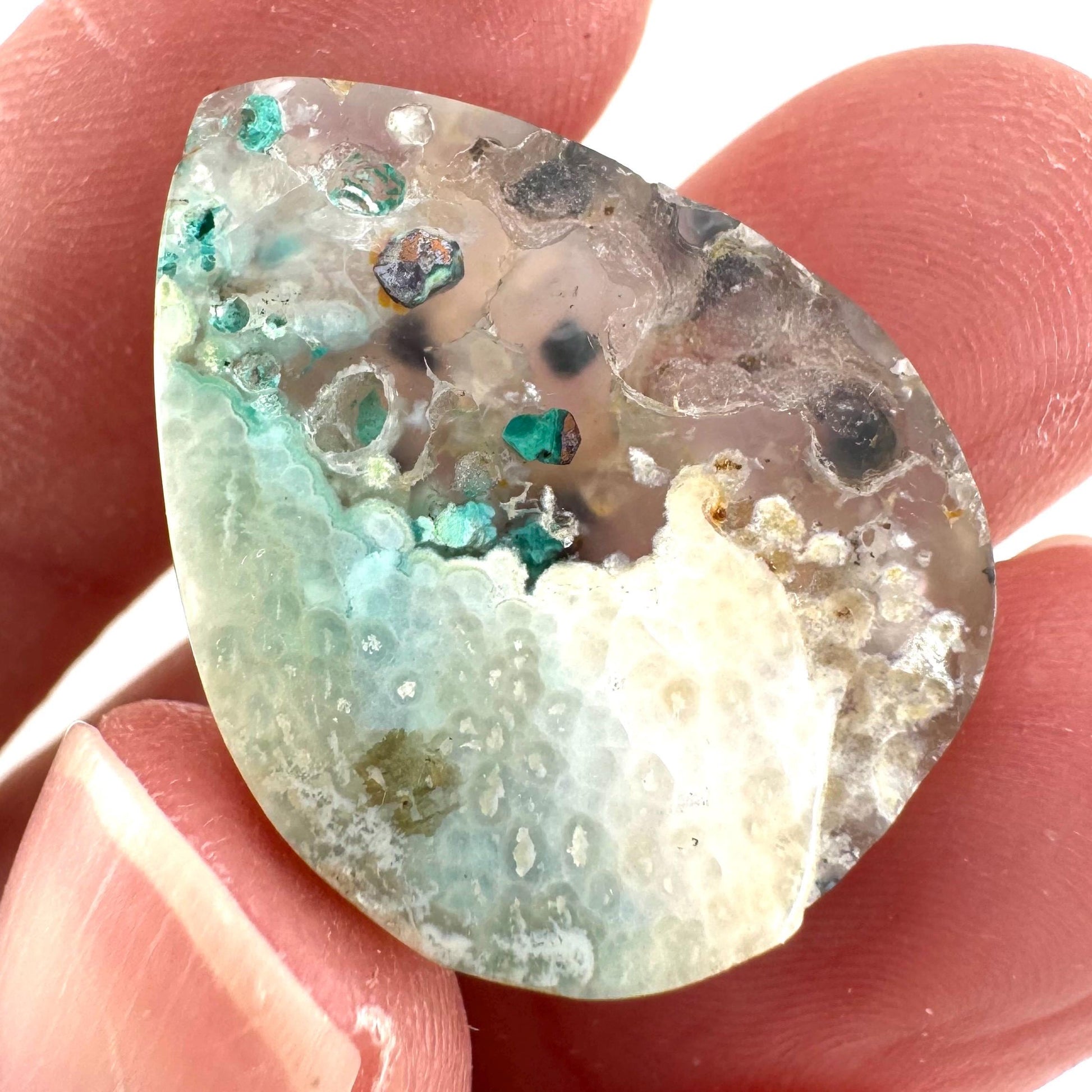 Confetti Agate Cabochon | Chrysocolla and Copper Gemstone