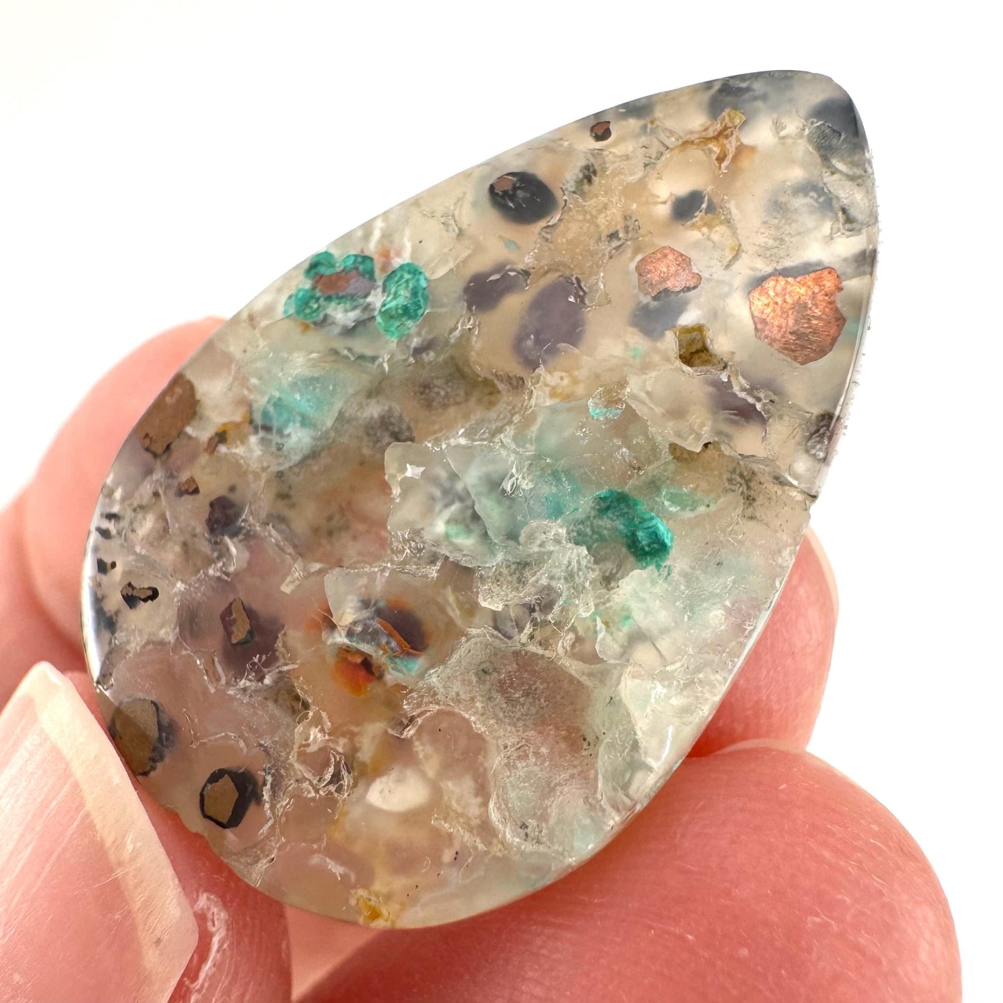 Confetti Agate Cabochon | Chrysocolla and Copper Gemstone
