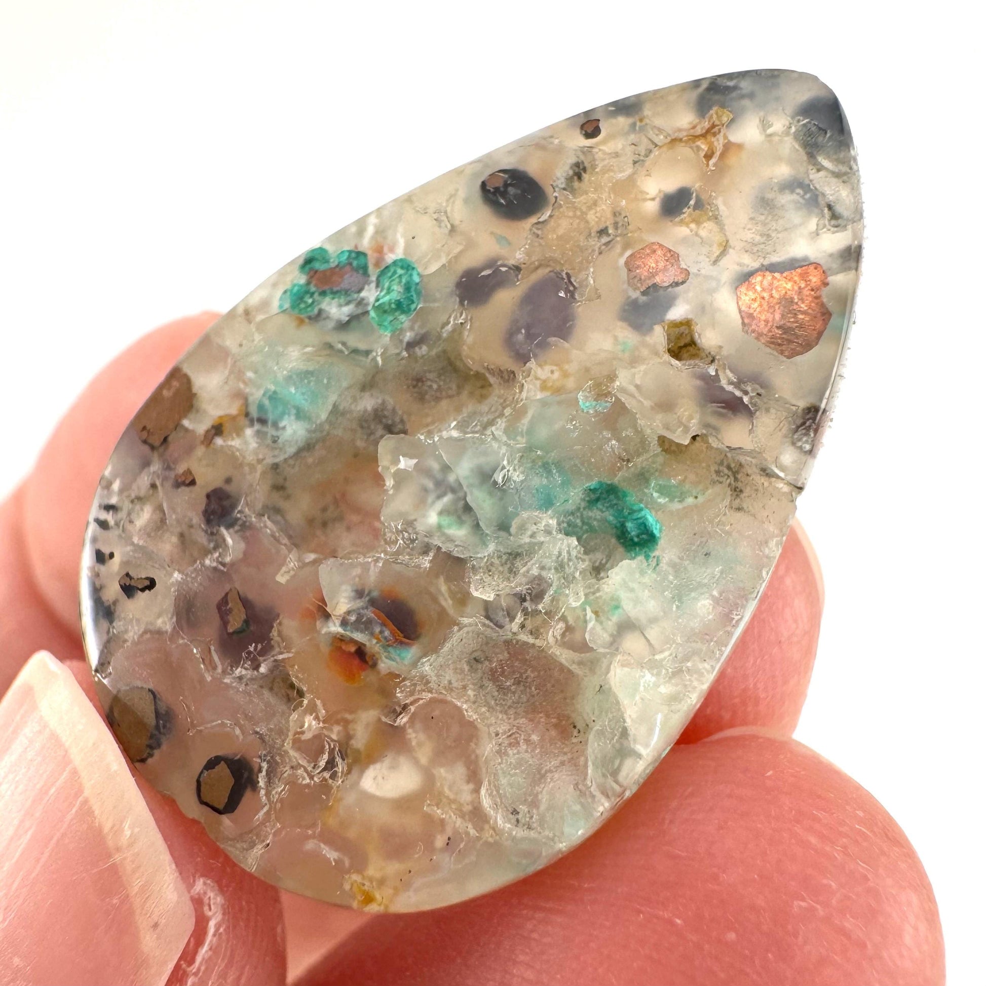 Confetti Agate Cabochon | Chrysocolla and Copper Gemstone