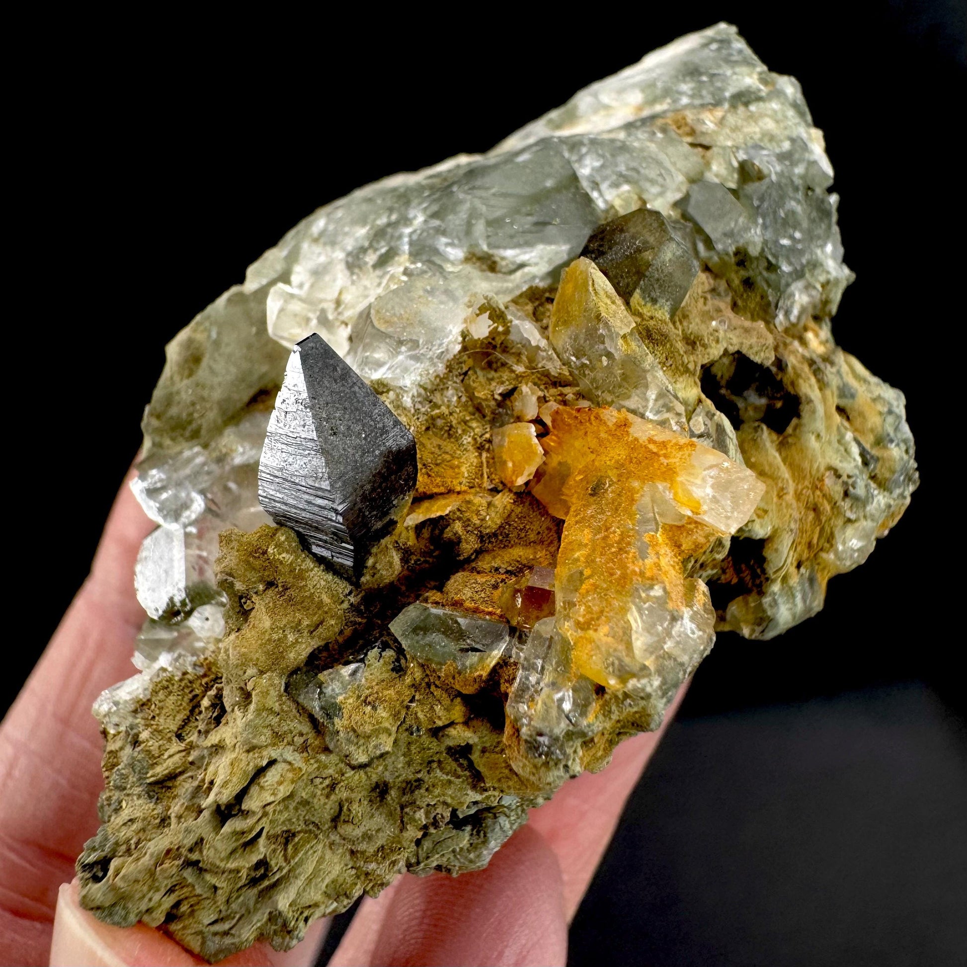 Anatase w/ Chlorite Quartz | Metallic Crystal, Rare Mineral Specimen
