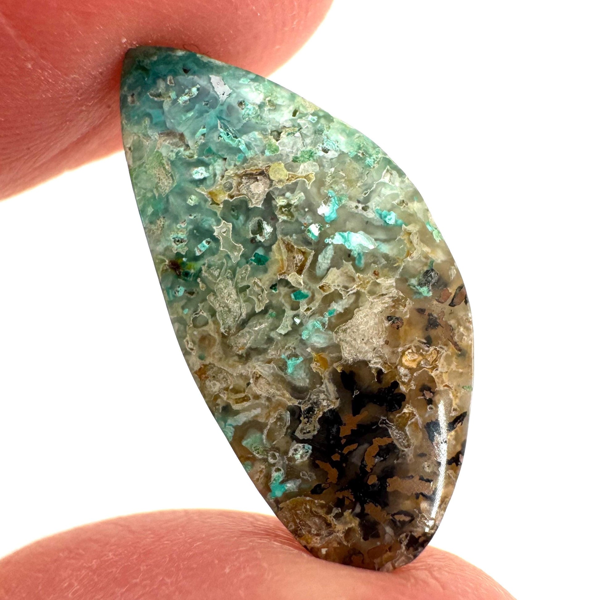 Confetti Agate Cabochon | Chrysocolla and Copper Gemstone