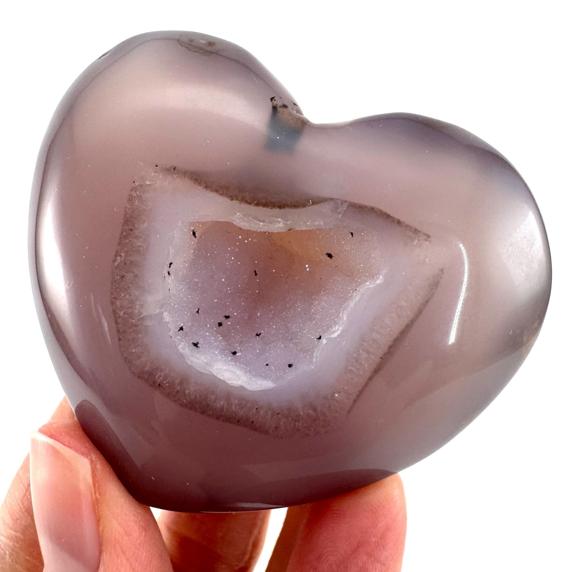 Druzy Agate Heart | Polished Crystal Geode