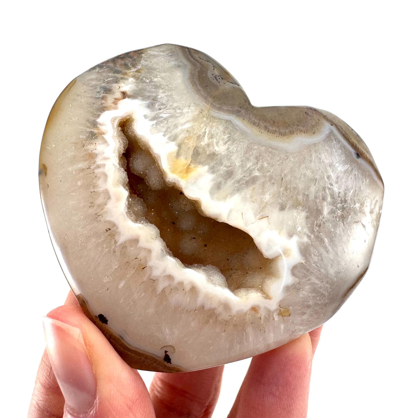Druzy Agate Heart | Polished Crystal Geode