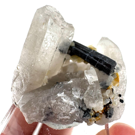 Black Tourmaline on Smoky Quartz | schorl crystal cluster, mineral specimen from Namibia