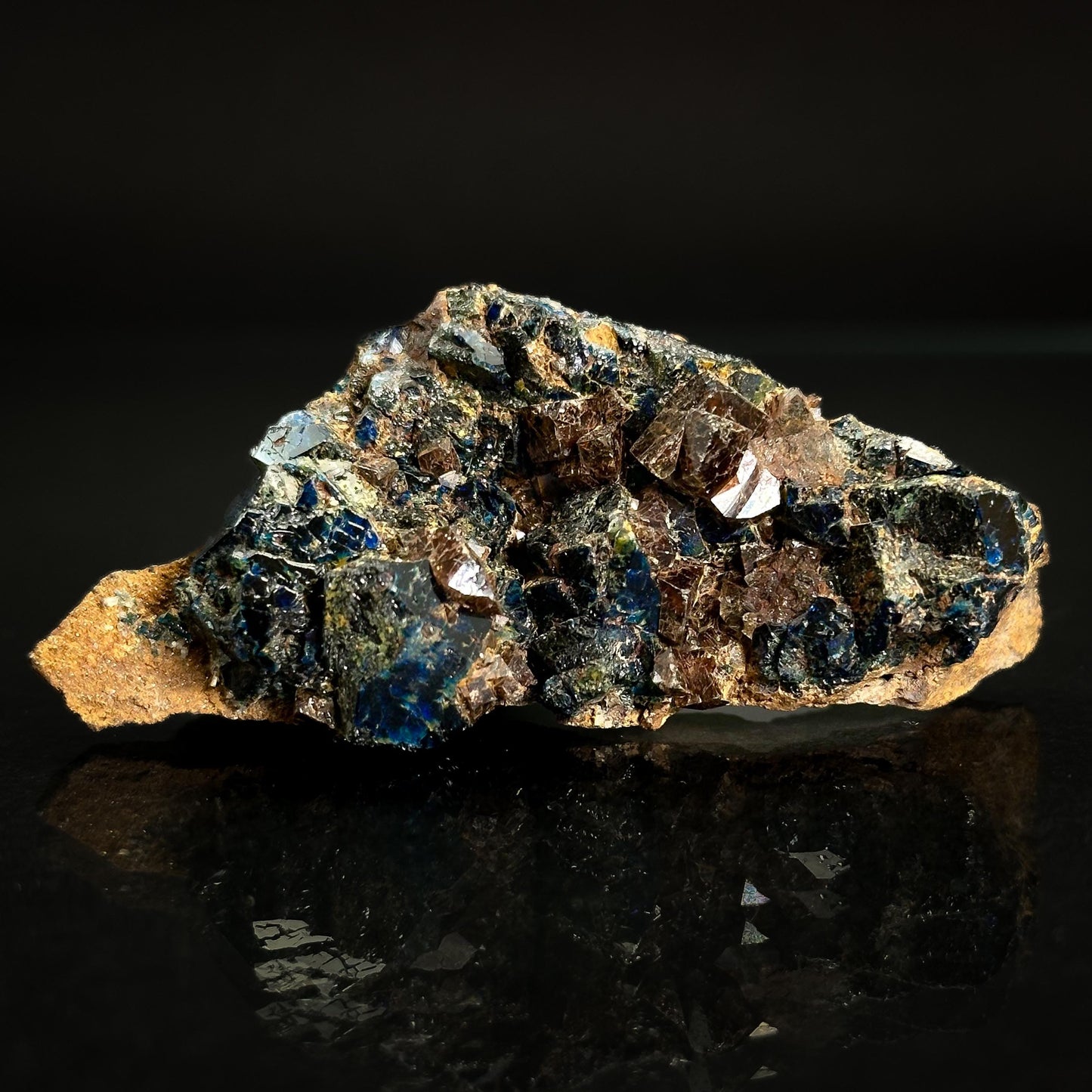 Lazulite with Siderite | blue crystal, rare mineral specimen from Canada