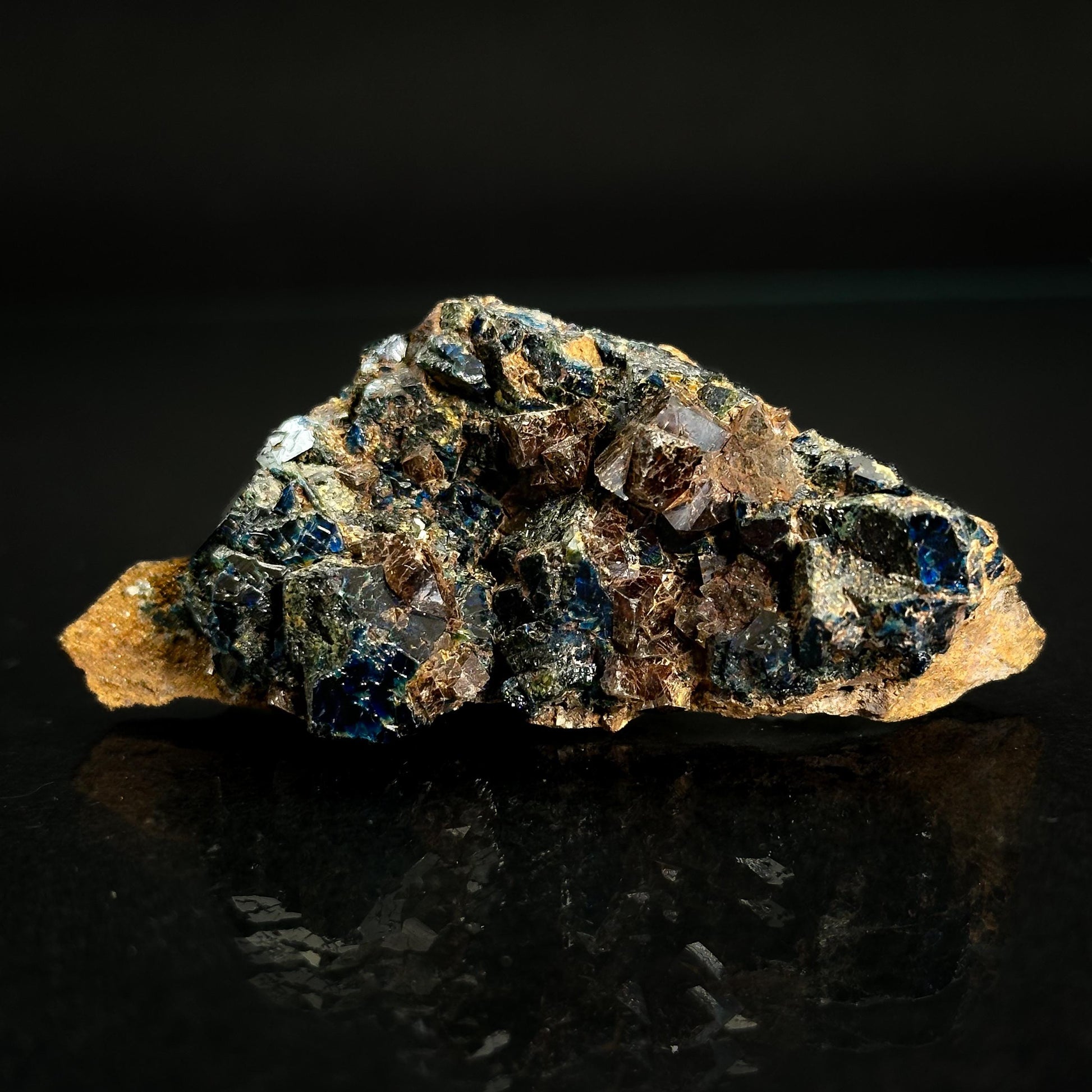 Lazulite with Siderite | blue crystal, rare mineral specimen from Canada