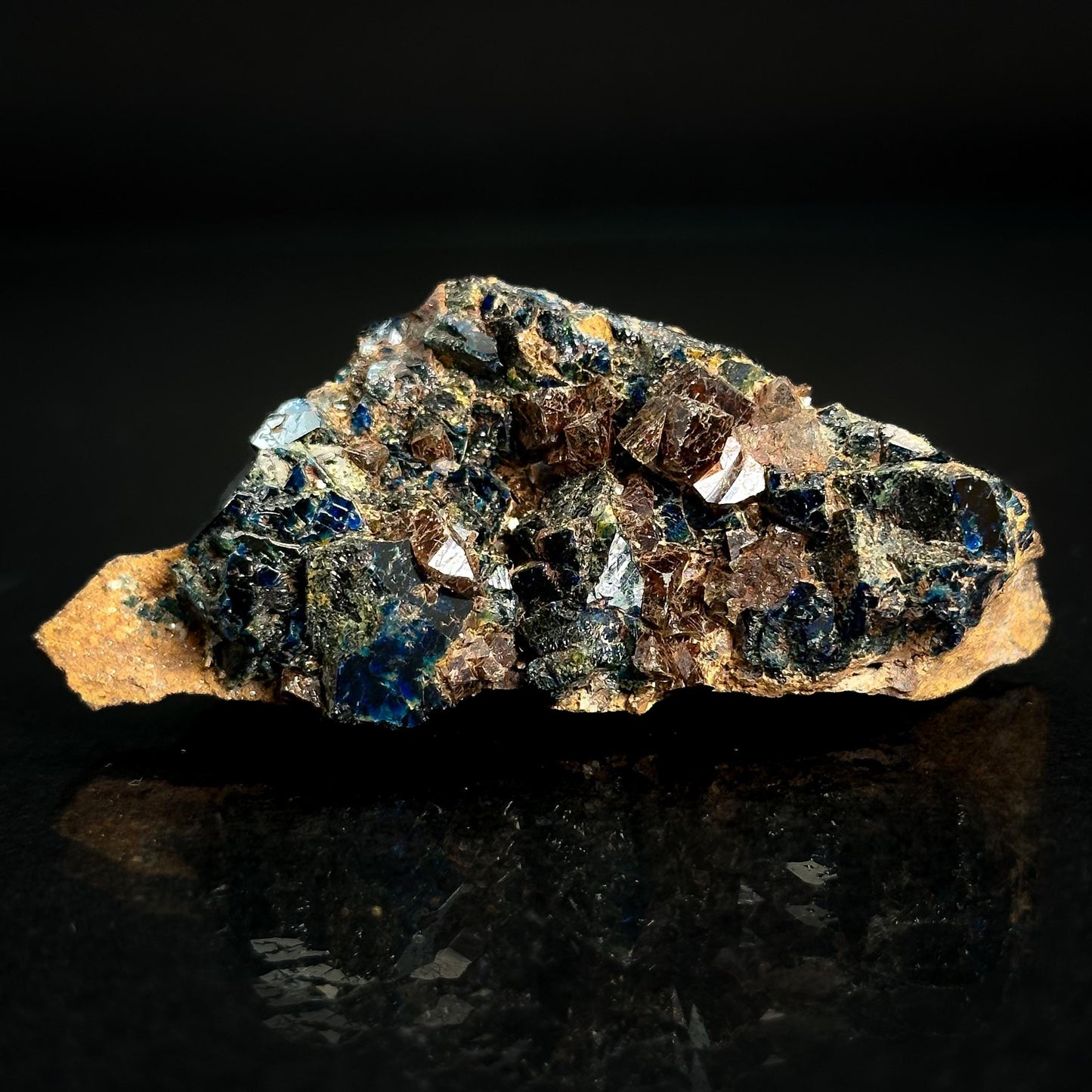 Lazulite with Siderite | blue crystal, rare mineral specimen from Canada