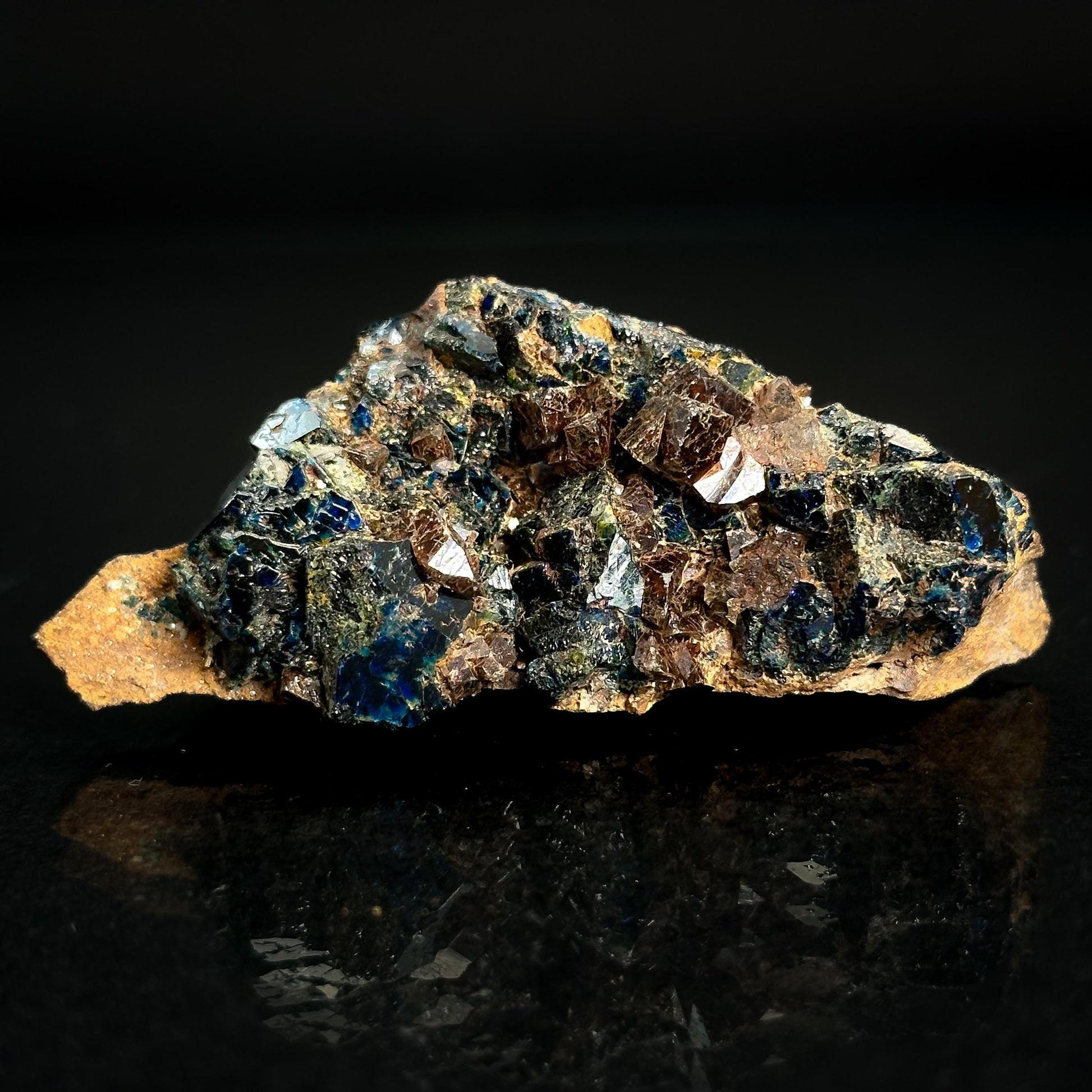 Lazulite with Siderite | blue crystal, rare mineral specimen from Canada
