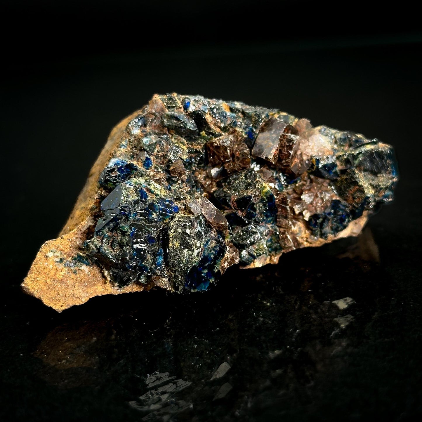 Lazulite with Siderite | blue crystal, rare mineral specimen from Canada