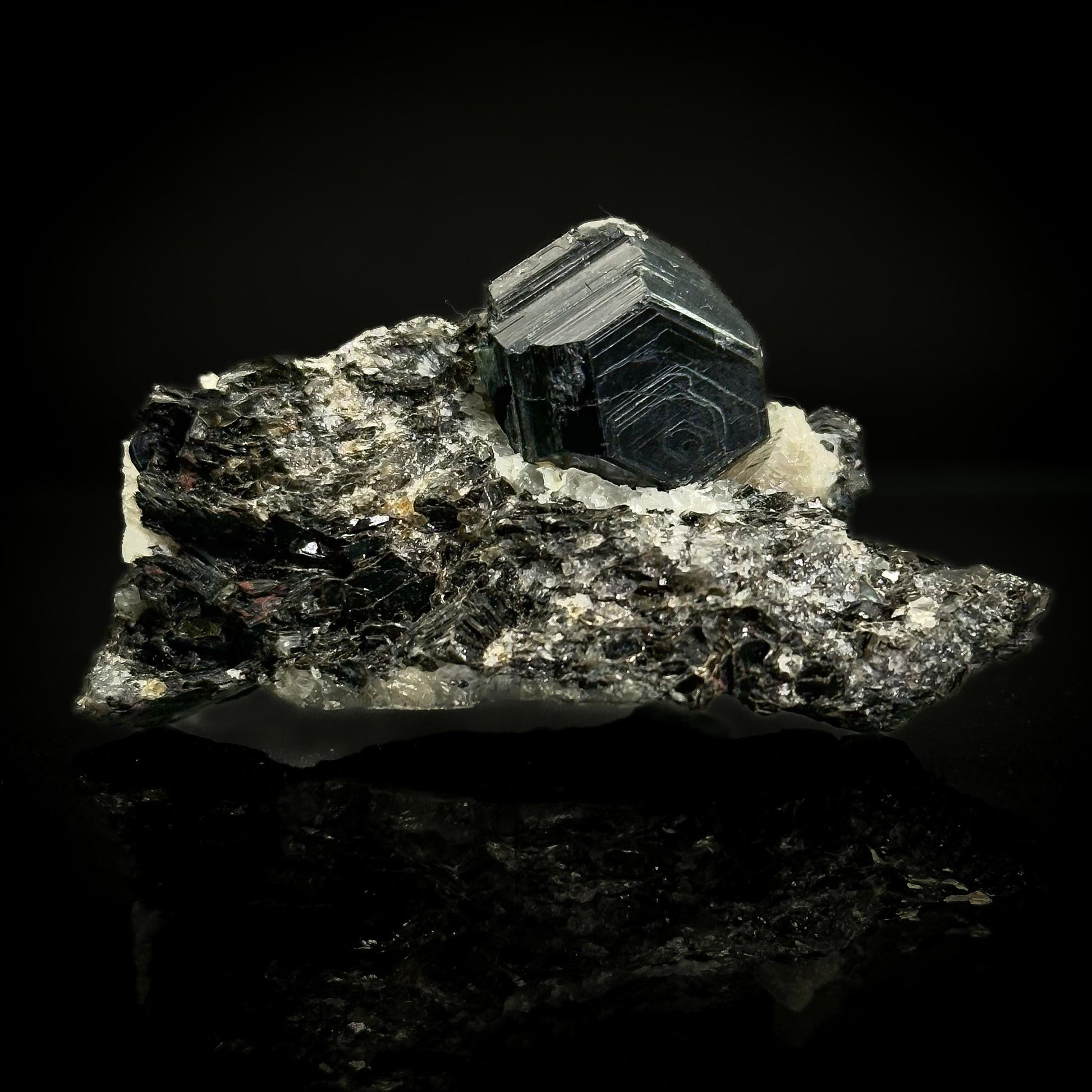 Sapphirine on Matrix | dark blue crystal, rare mineral specimen from Madagascar