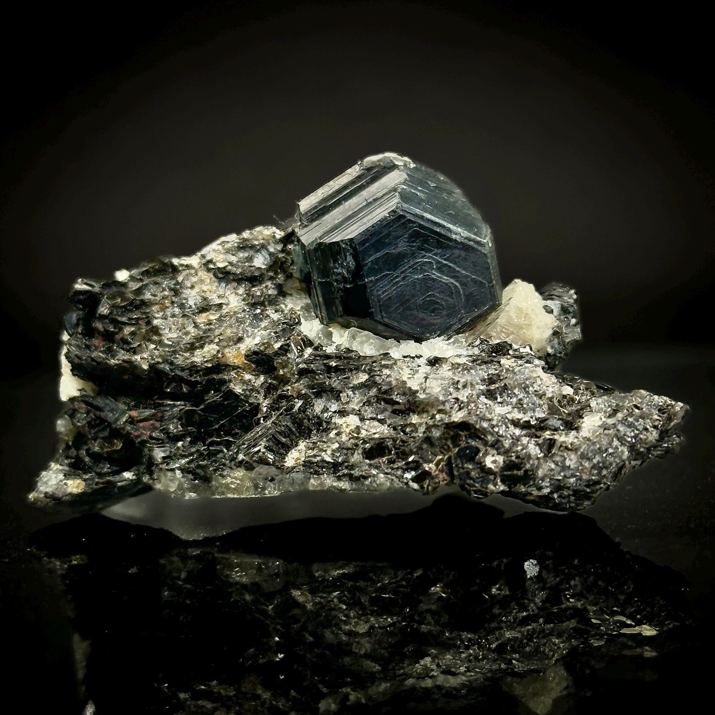 Sapphirine on Matrix | dark blue crystal, rare mineral specimen from Madagascar