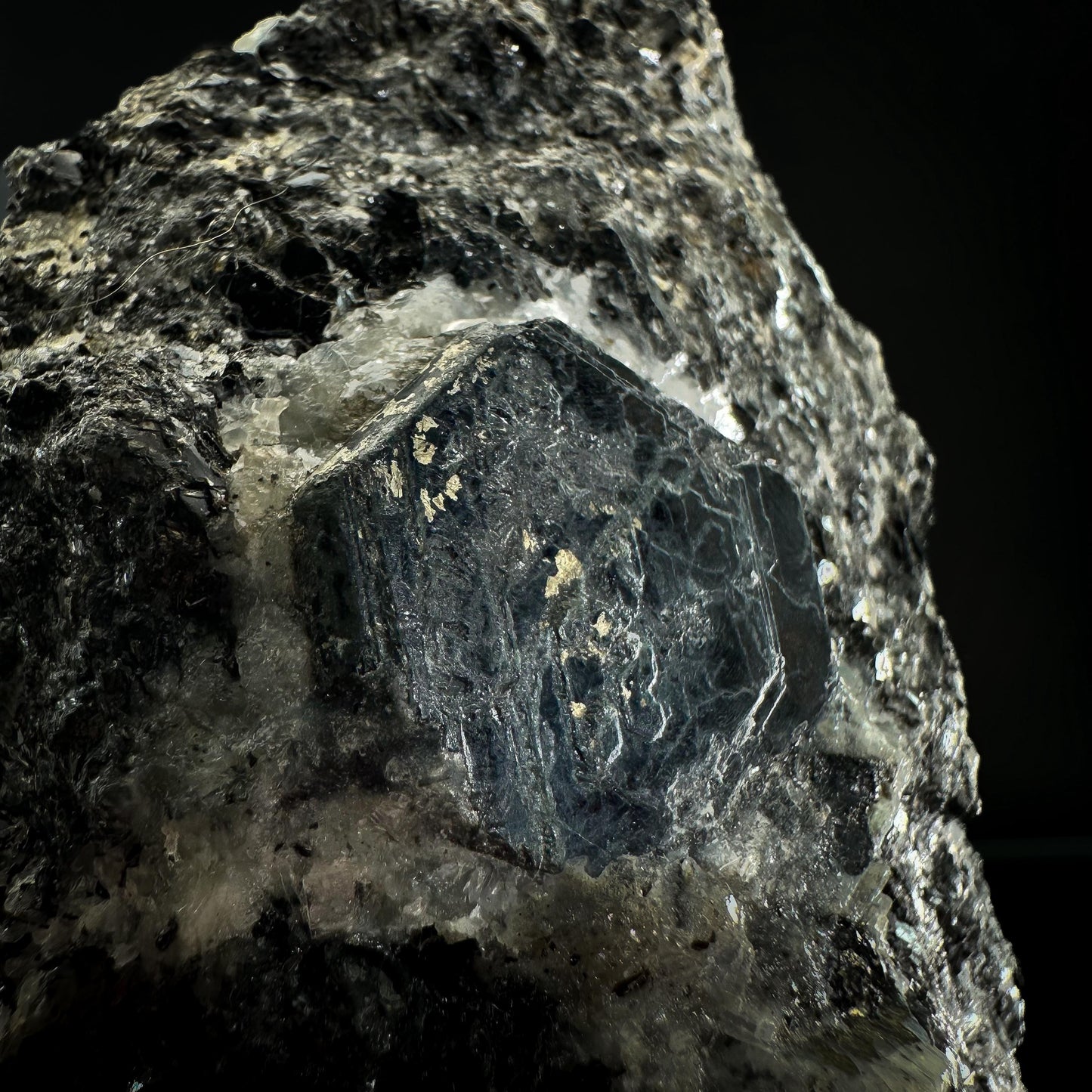 Sapphirine on Matrix | dark blue crystal, rare mineral specimen from Madagascar