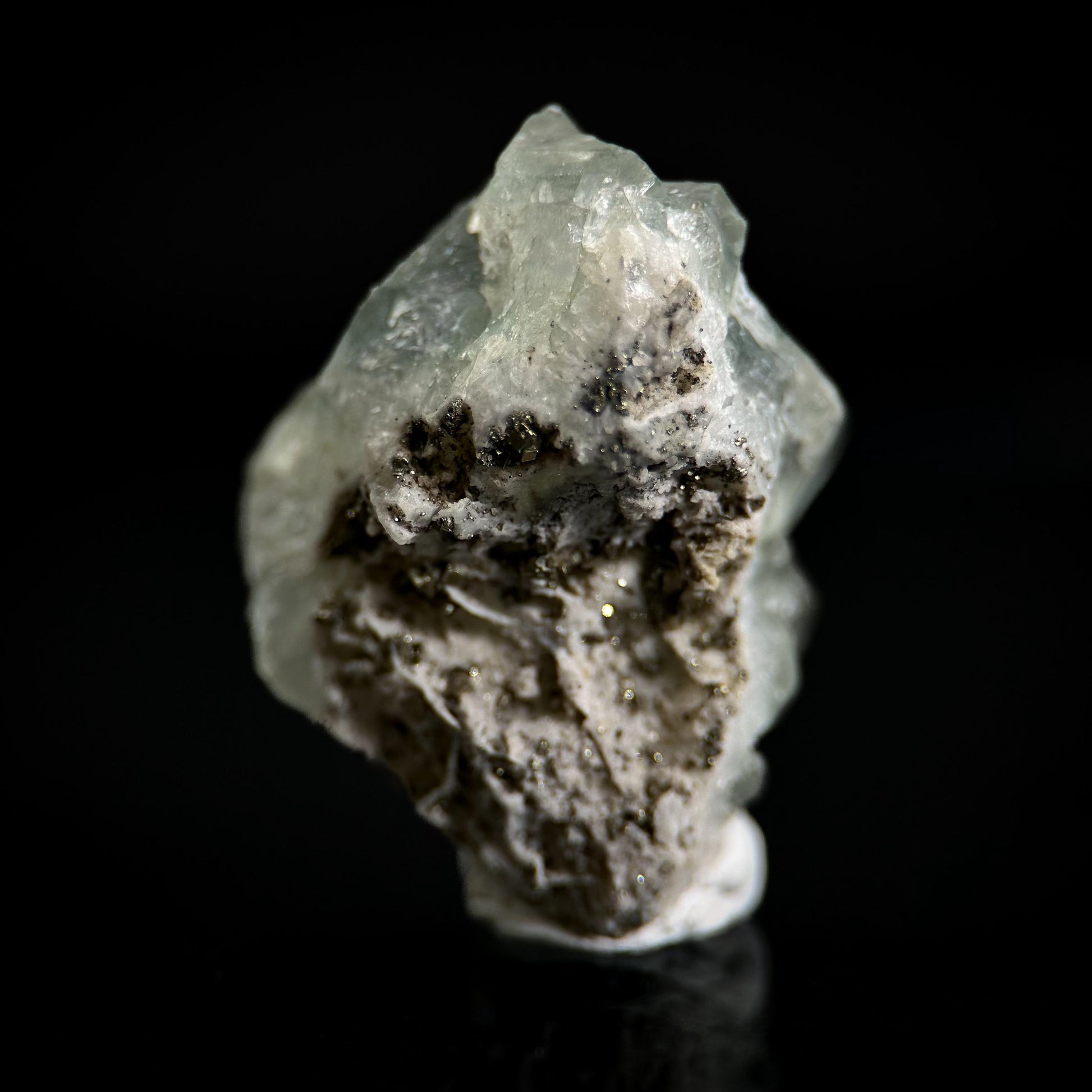 Fluorite w/ Pyrite & Quartz | natural green crystal cluster, mineral specimen from Canada