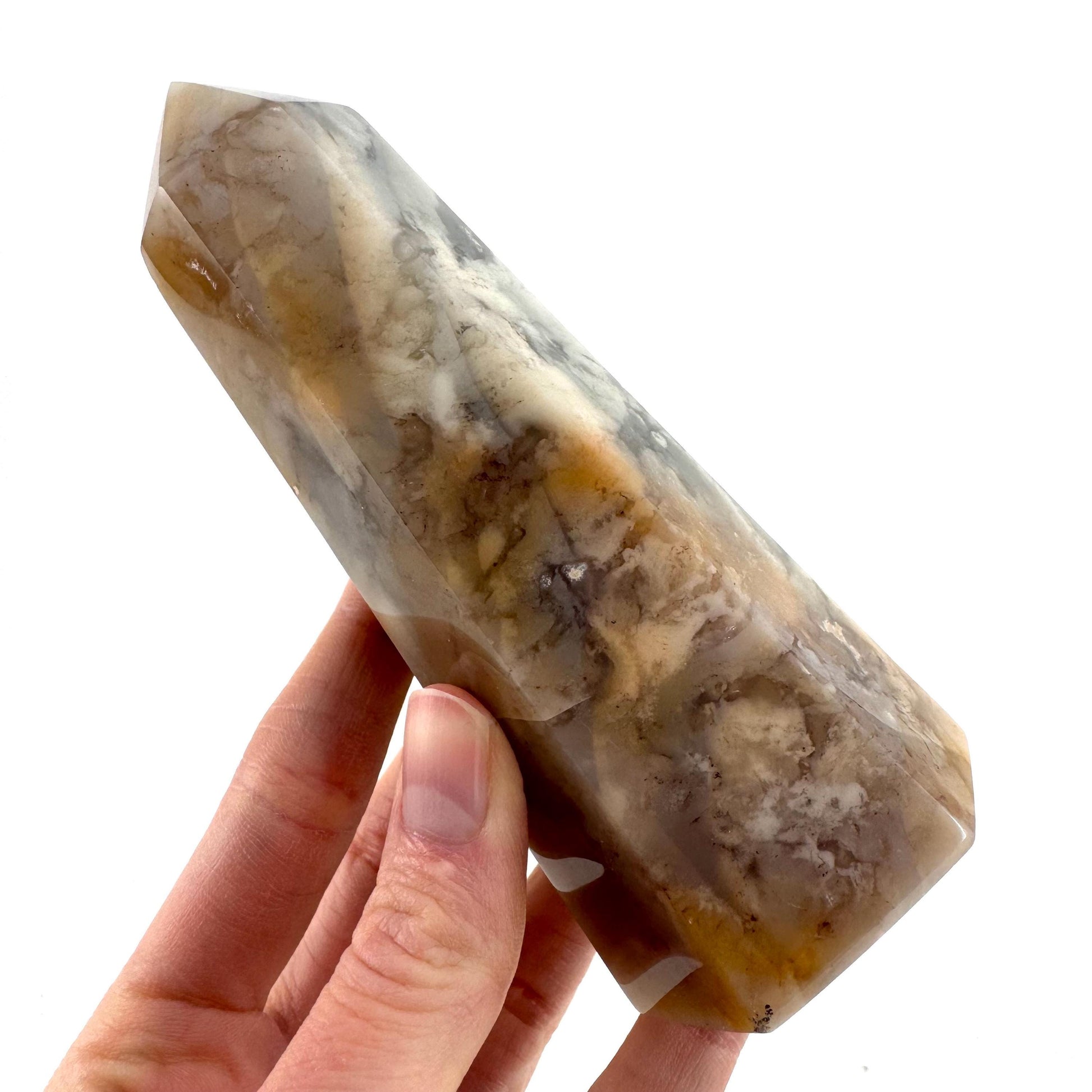Flower Agate Point | Polished Crystal Tower