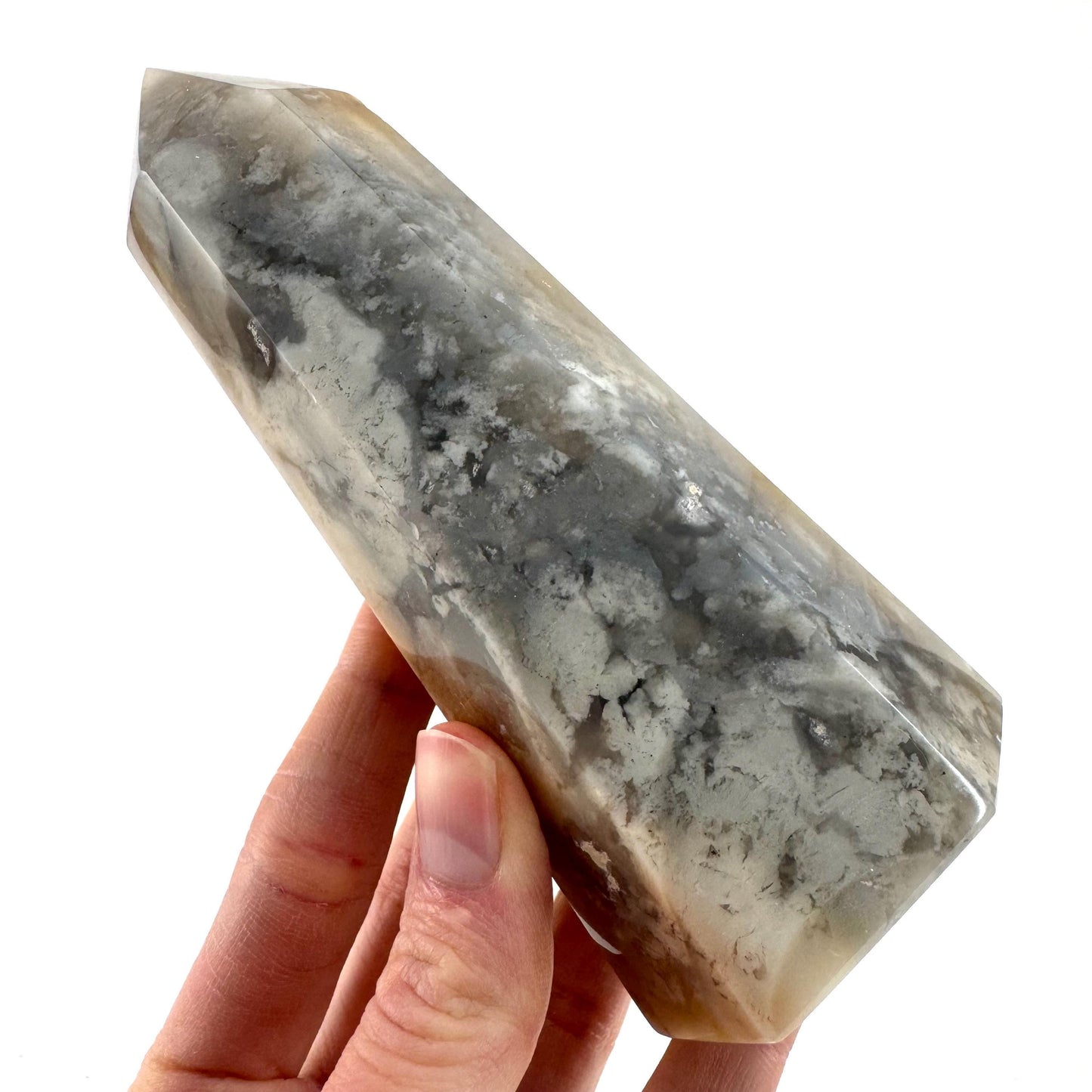 Flower Agate Point | Polished Crystal Tower